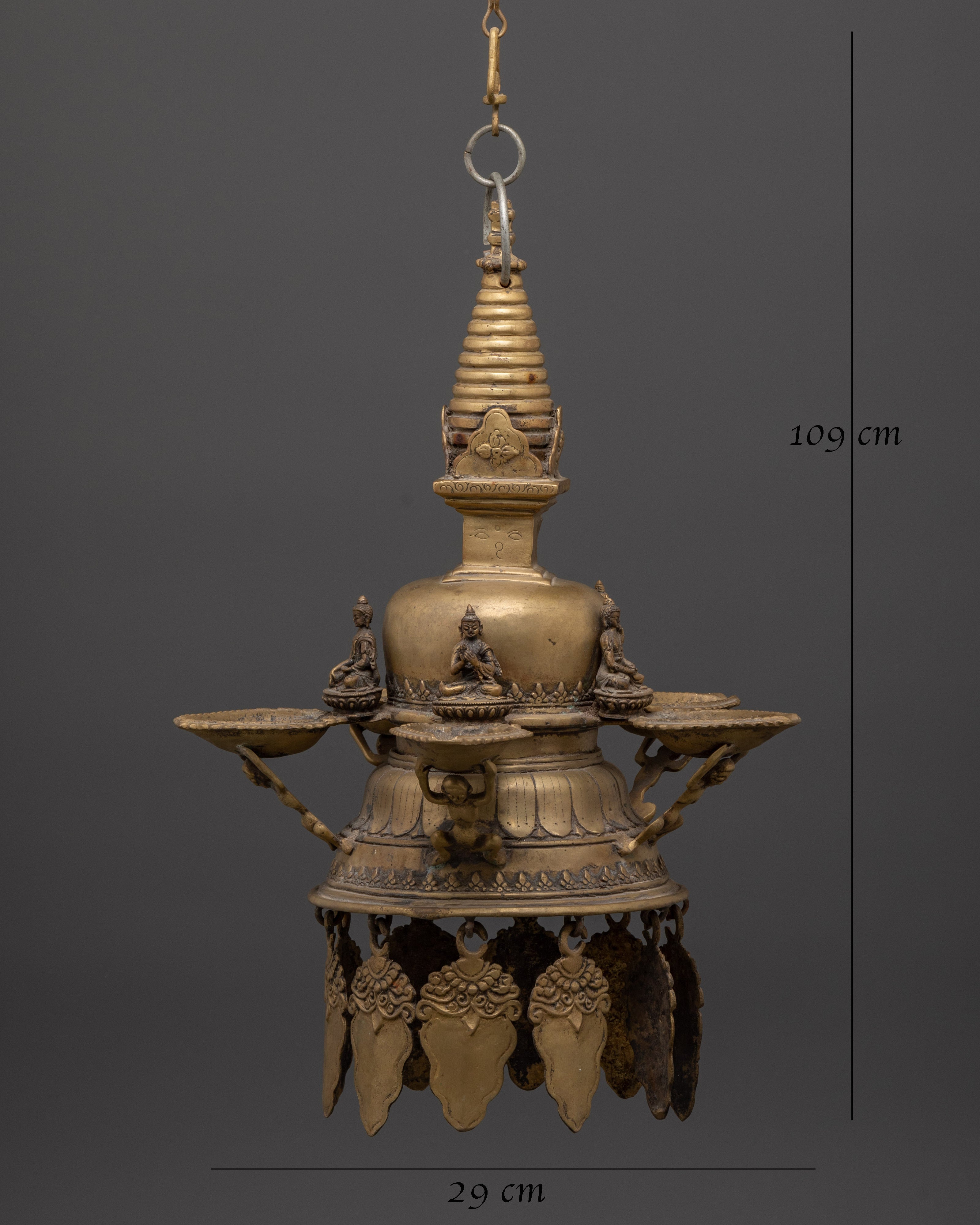 Hanging Stupa Dalucha with Five Dhyani Buddha | Nepalese Ritual Lamp