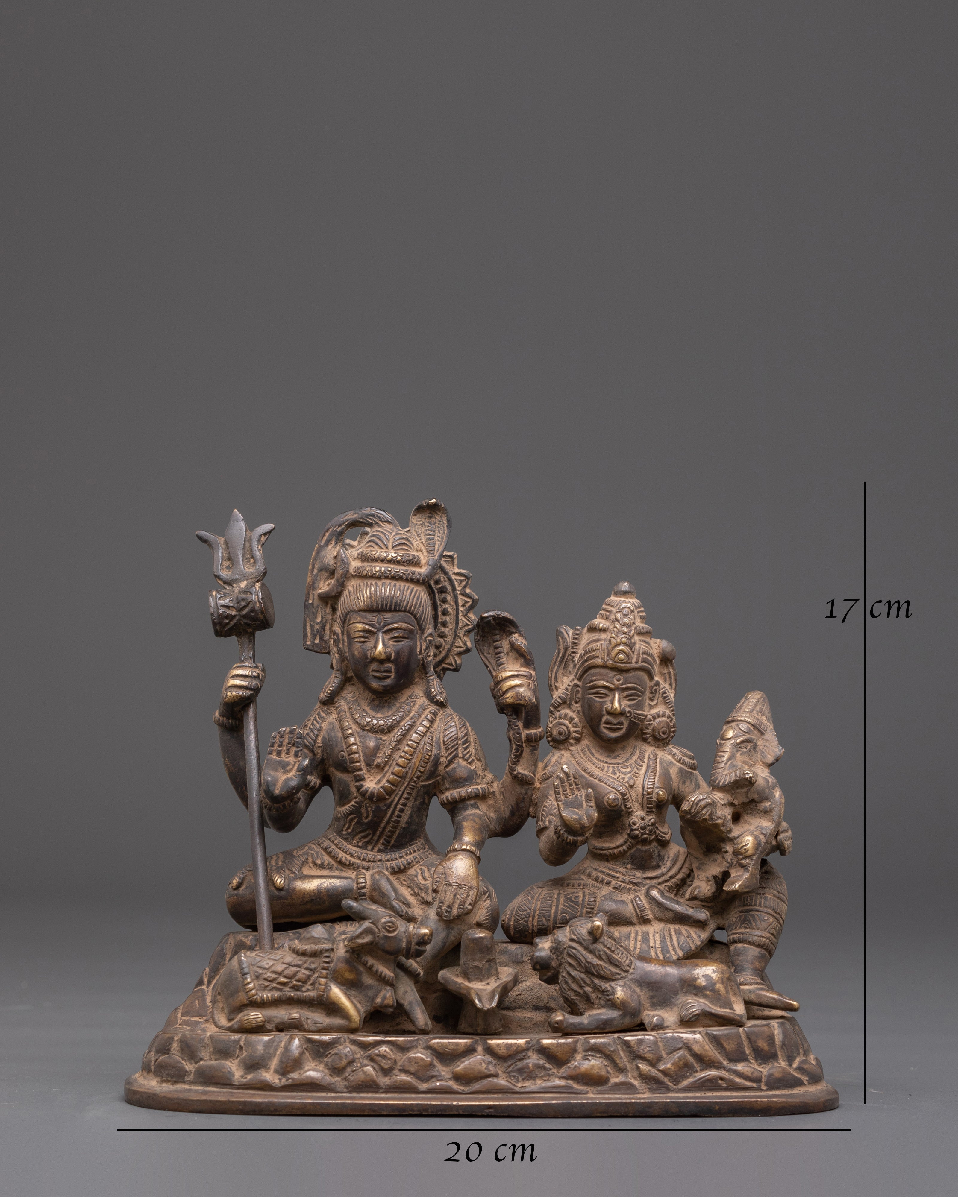 Handmade Shiva Family Statue | Lord Shiva, Parvati & Ganesha