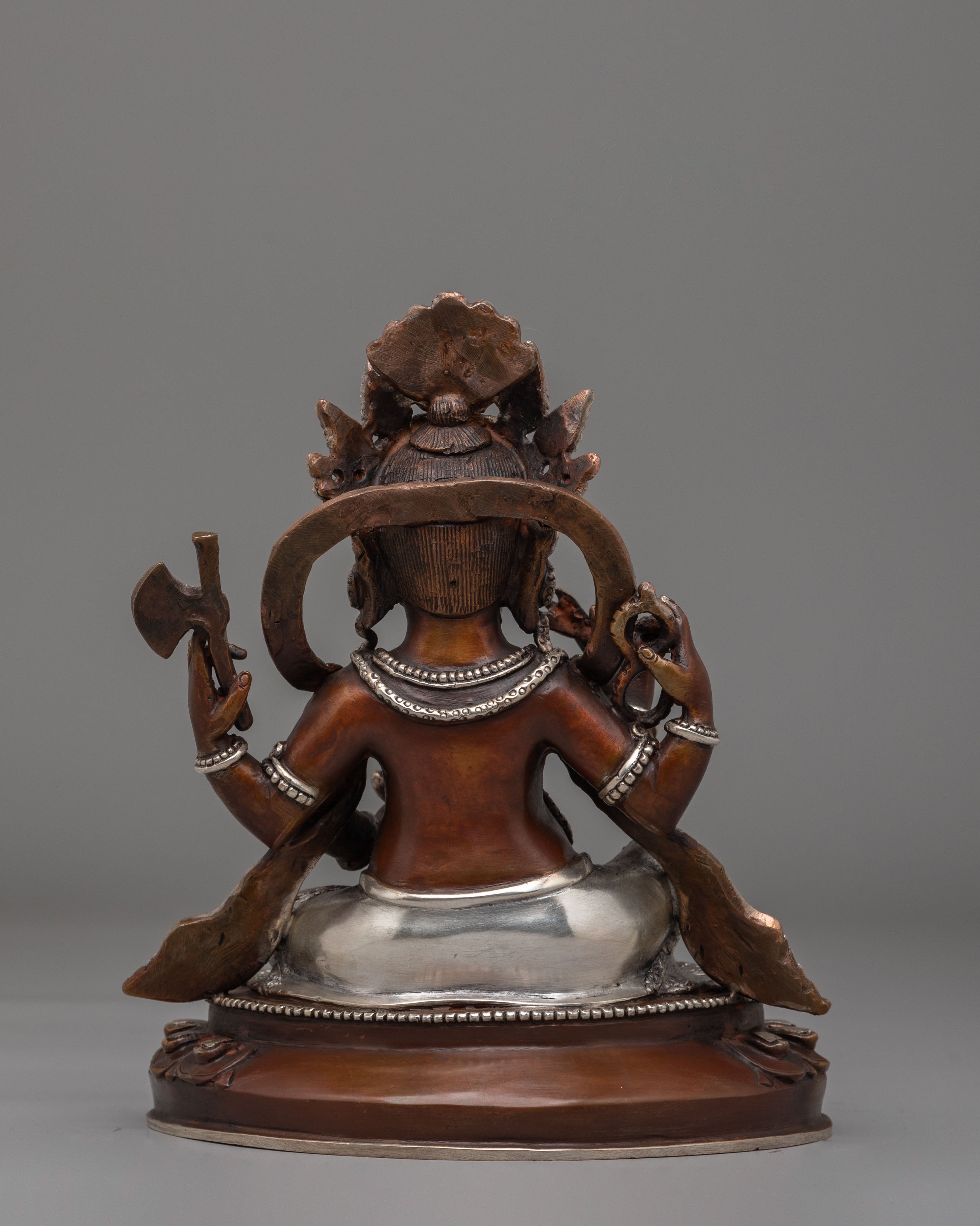 Handcrafted Lord Ganesha Statue | Oxidized Copper Body with Silver Plating