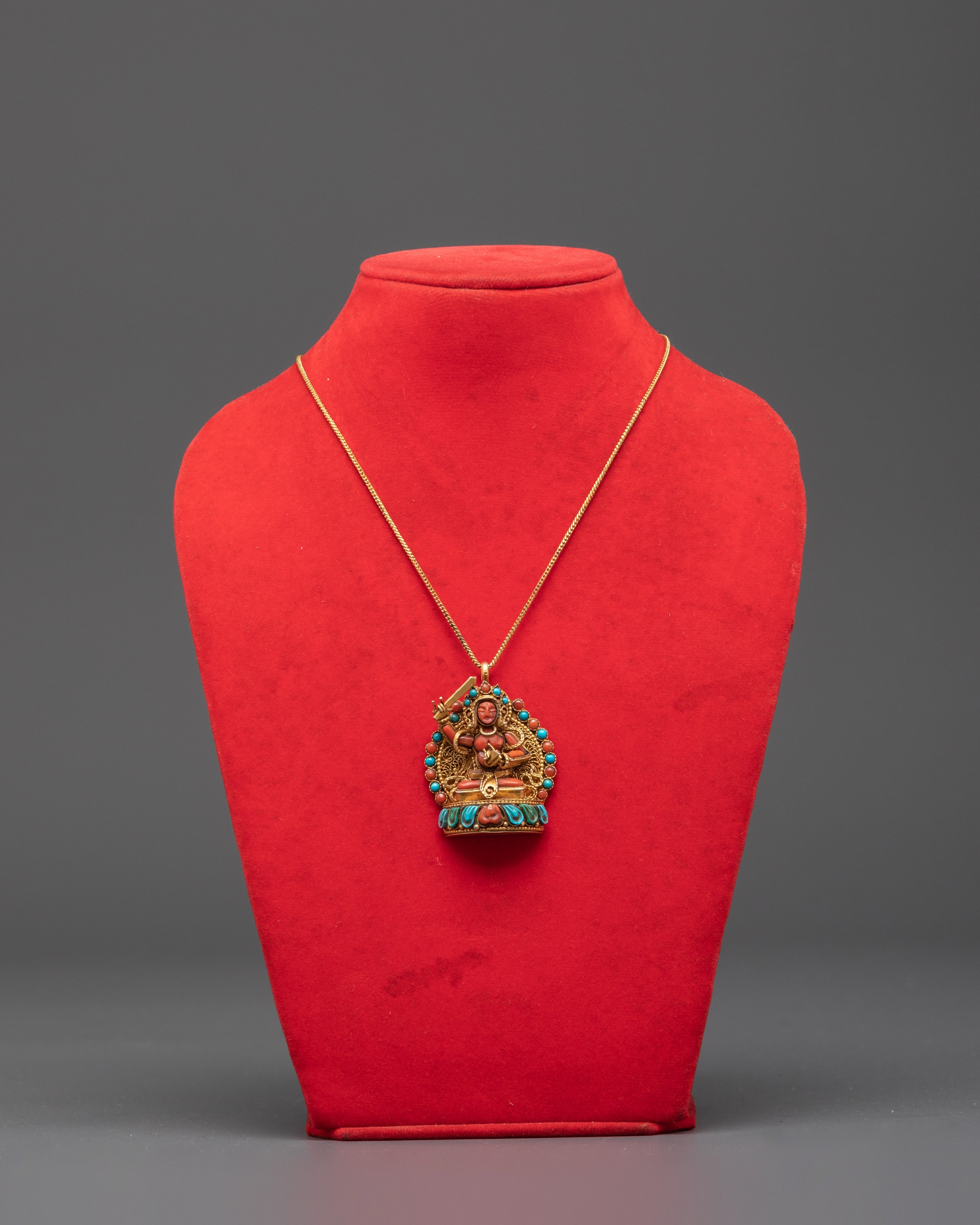 Gold Plated Manjushri Locket | Buddhist Wisdom Deity