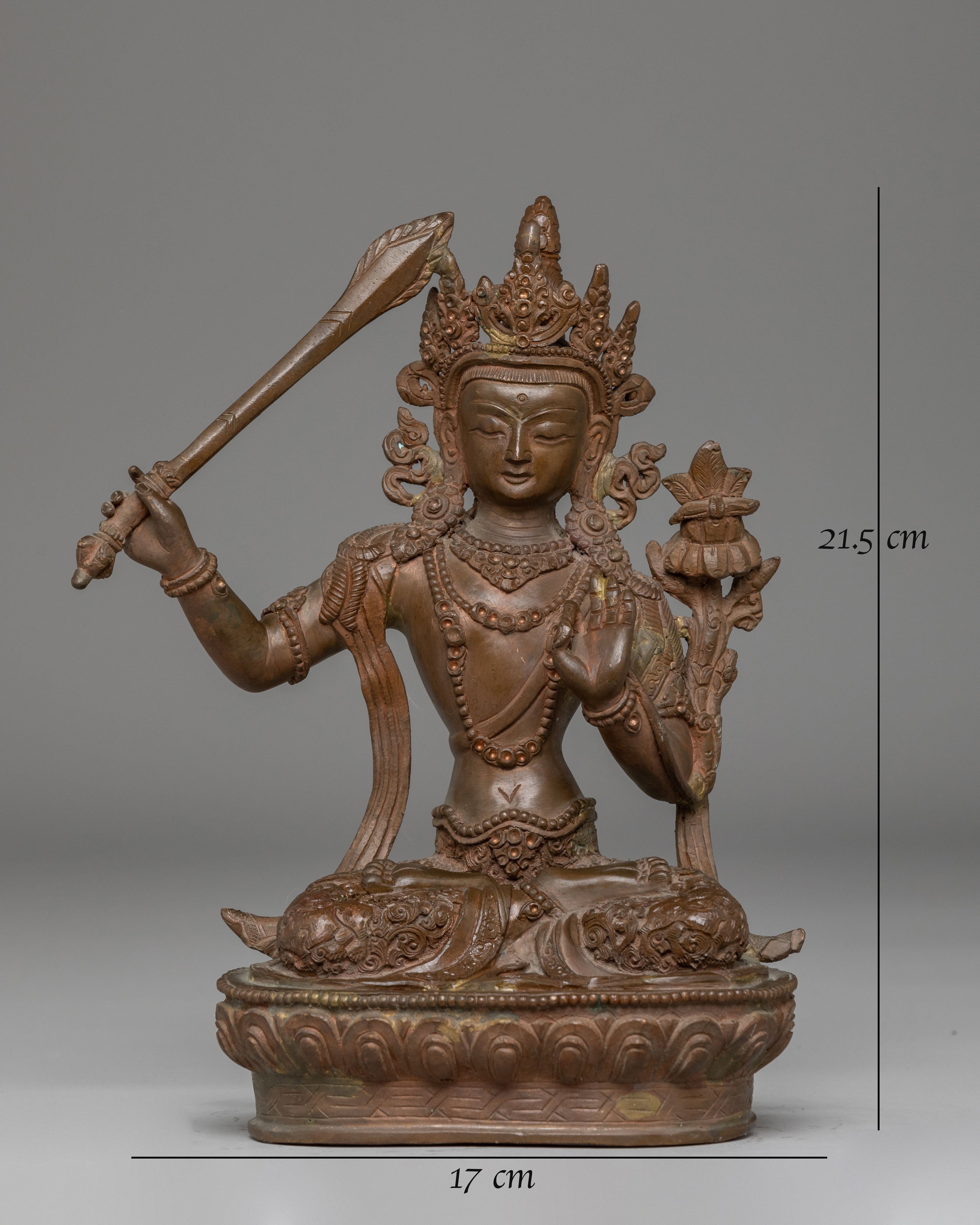 Sacred Wisdom Symbol Manjushri Statue | Tibetan Manjushri Oxidized Copper Art