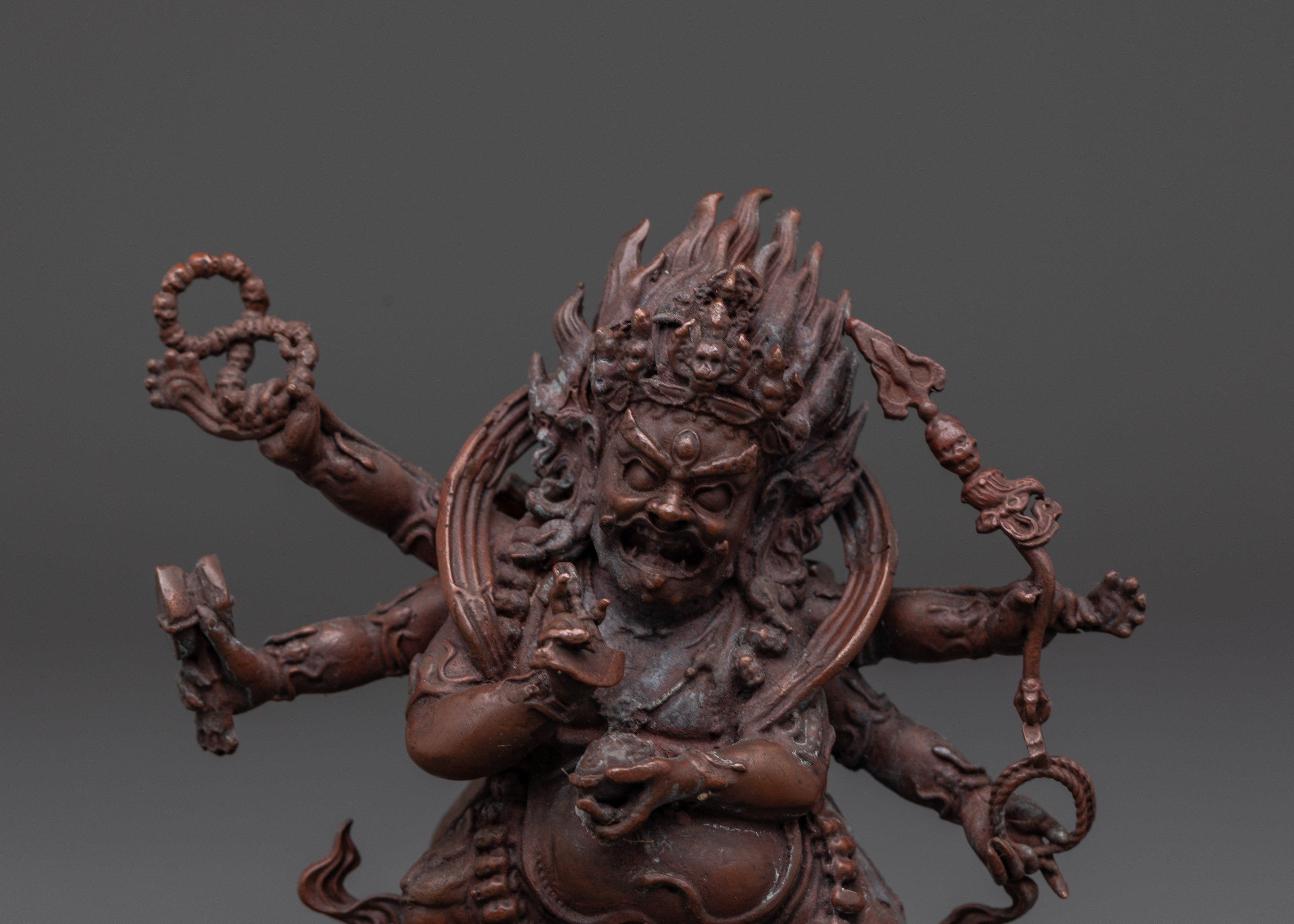 The Wrathful Six Armed Mahakala Statue | Symbol of Protection