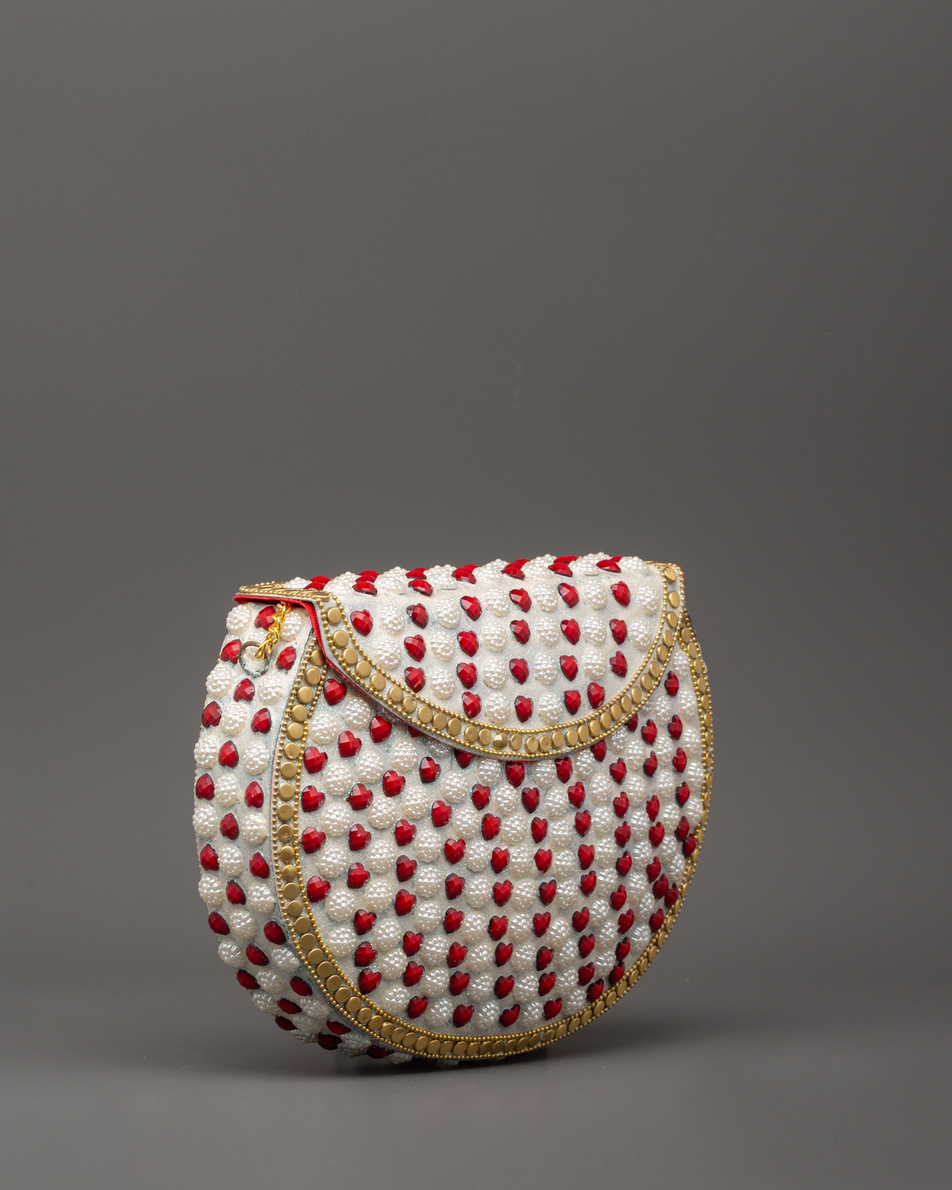 Handcrafted Pearl & Coral Side Bag | Decorative Bag