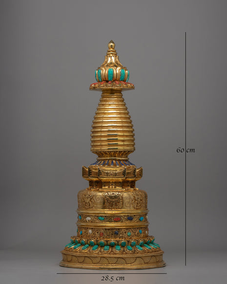 Exquisite Buddhist Stupa with Coral | Sacred Buddhist Artifact