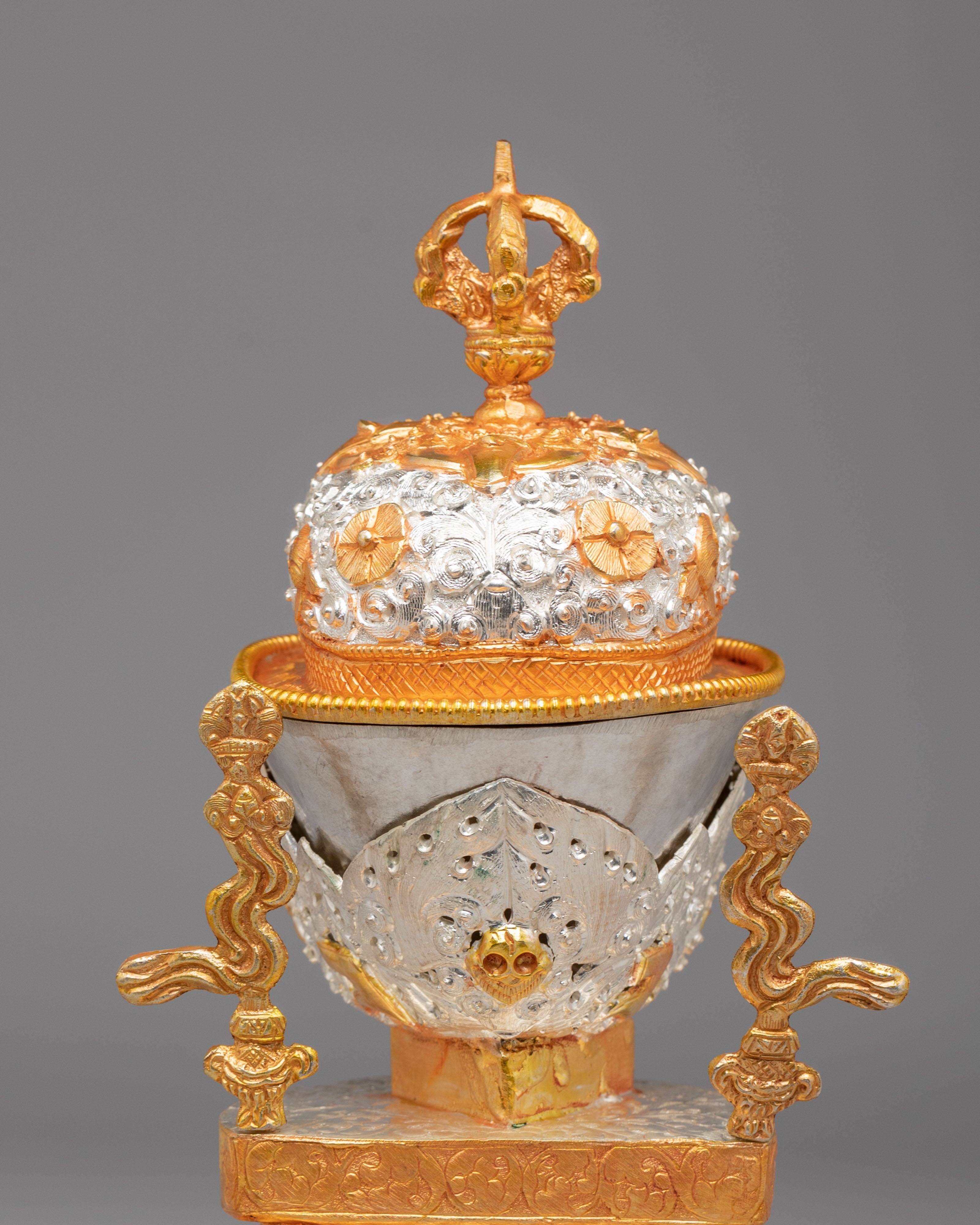 Buddhist Ritual Kapala Set | Gold and Silver Plated Vessels