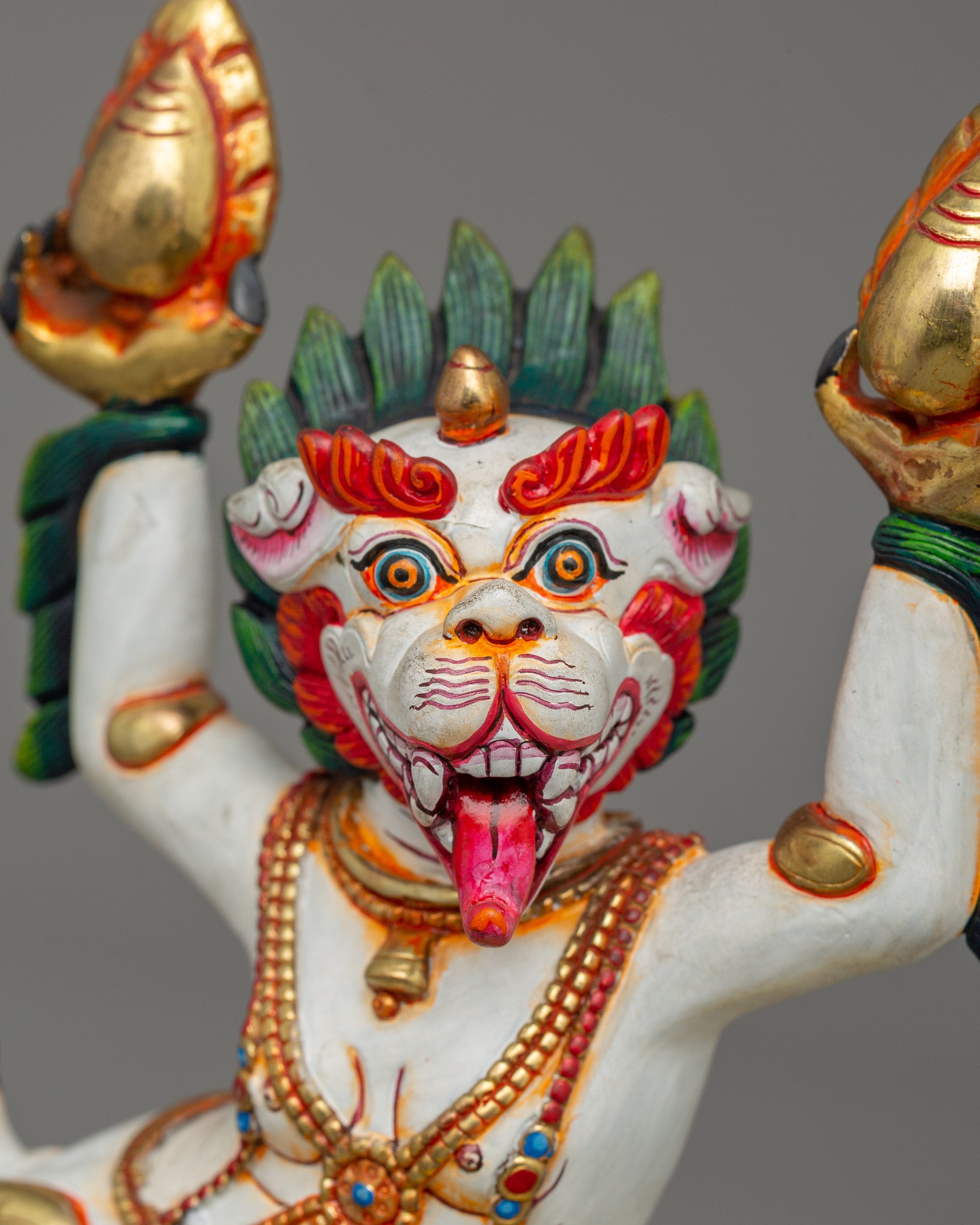 Gold-Plated Copper Foo Dog Lion Set | Guardian Statues for Shrines
