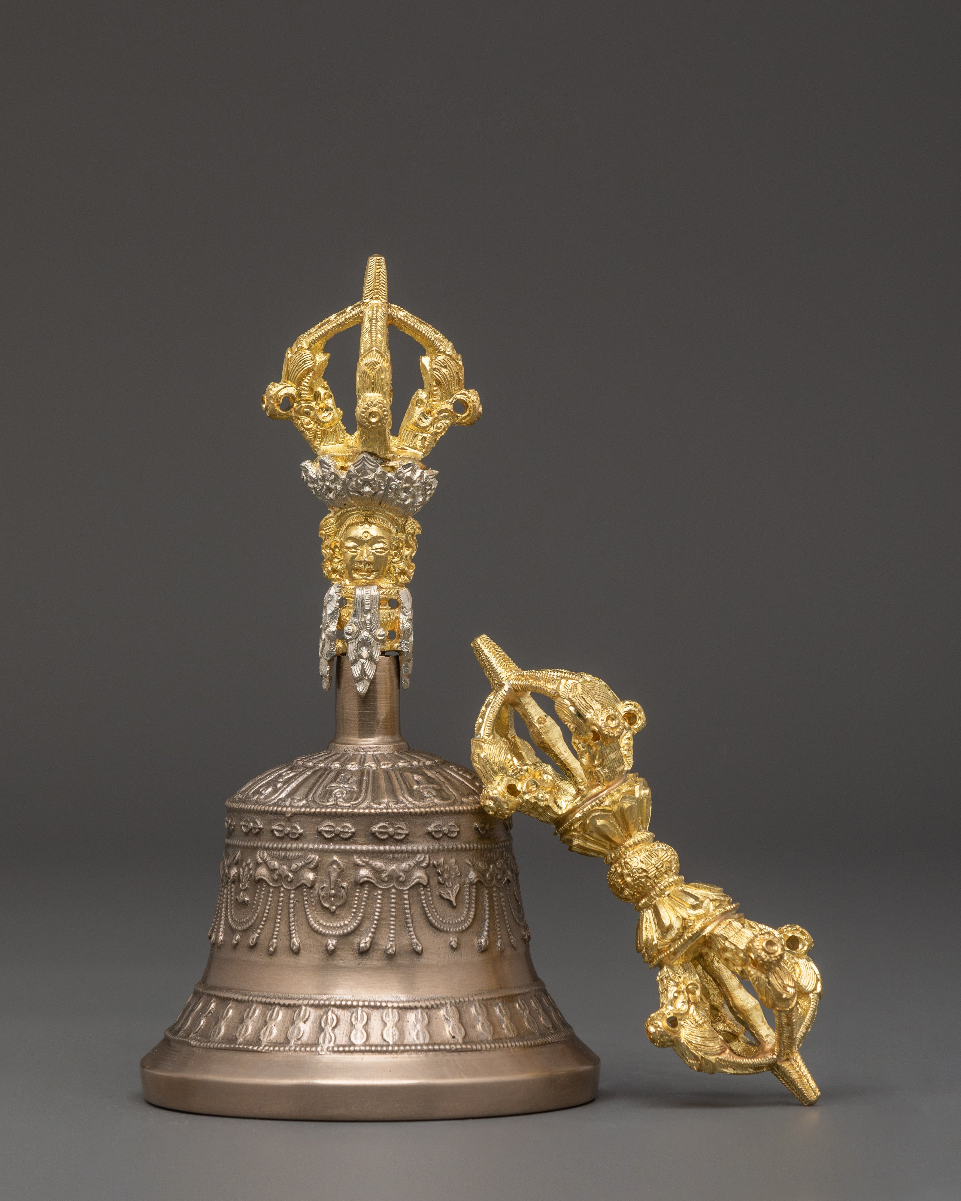 Traditional Tibetan Bell and Vajra Set | Handcrafted Ritual Tools