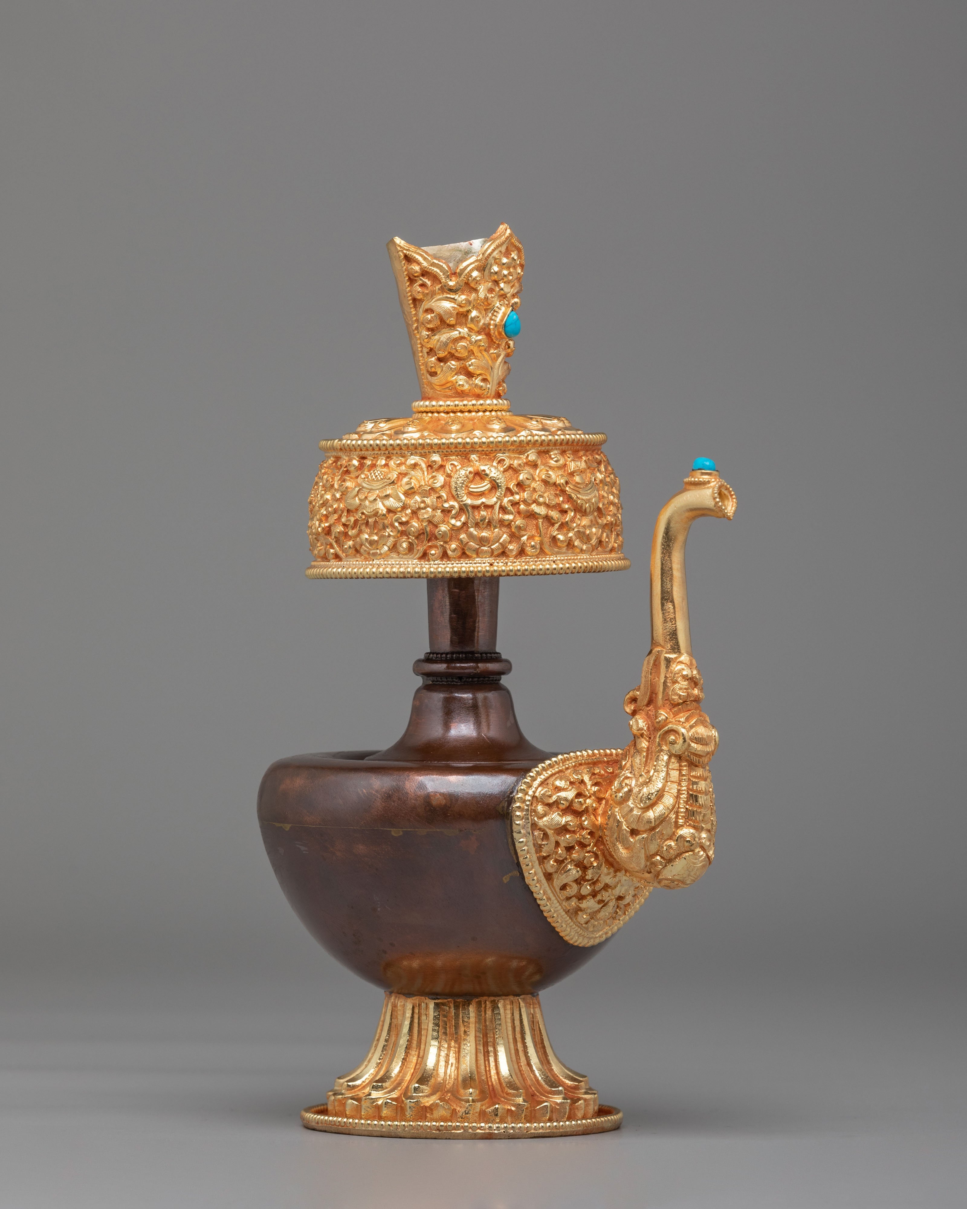Gold Plated Tibetan Bhumba | Handcrafted Ritual Vessel