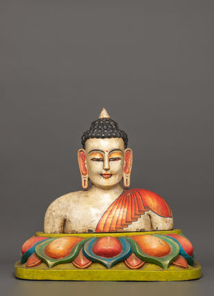 Handcrafted Wooden Buddha Head Statue | Peace and Enlightenment Art