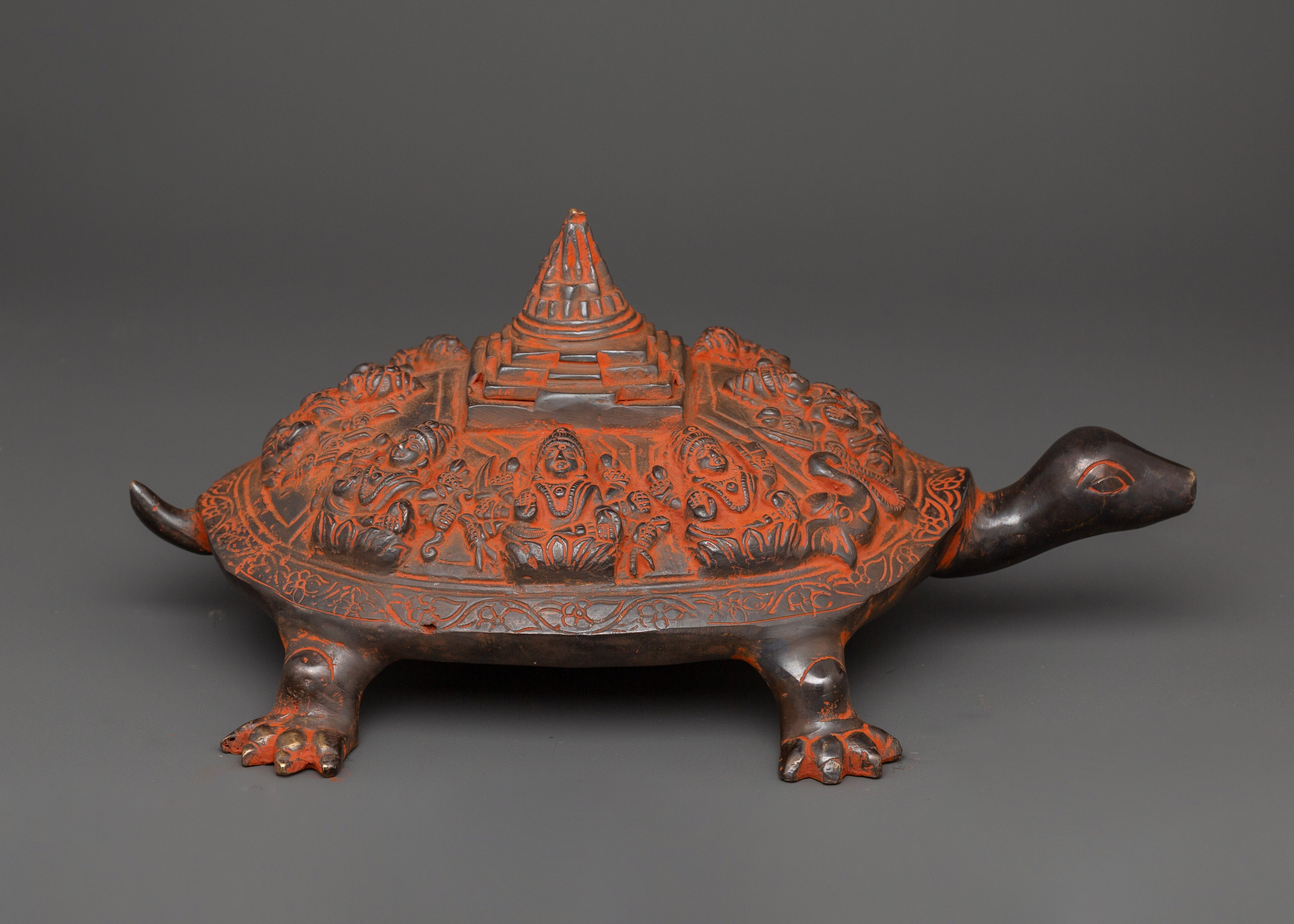 Decorative Oxidized Brass Tortoise | Traditional Turtle Art