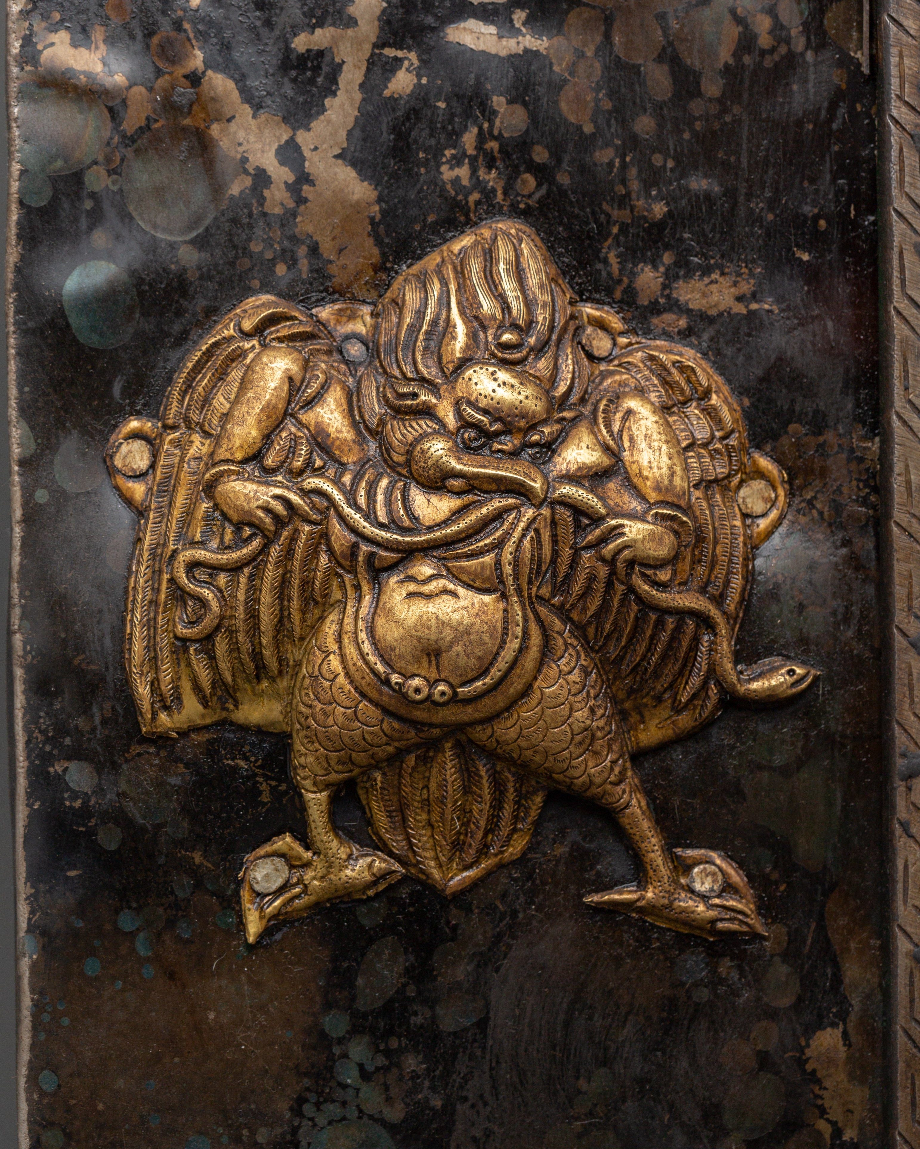 Large Tibetan Ghau Box | Brass & Iron Buddhist Altar Shrine