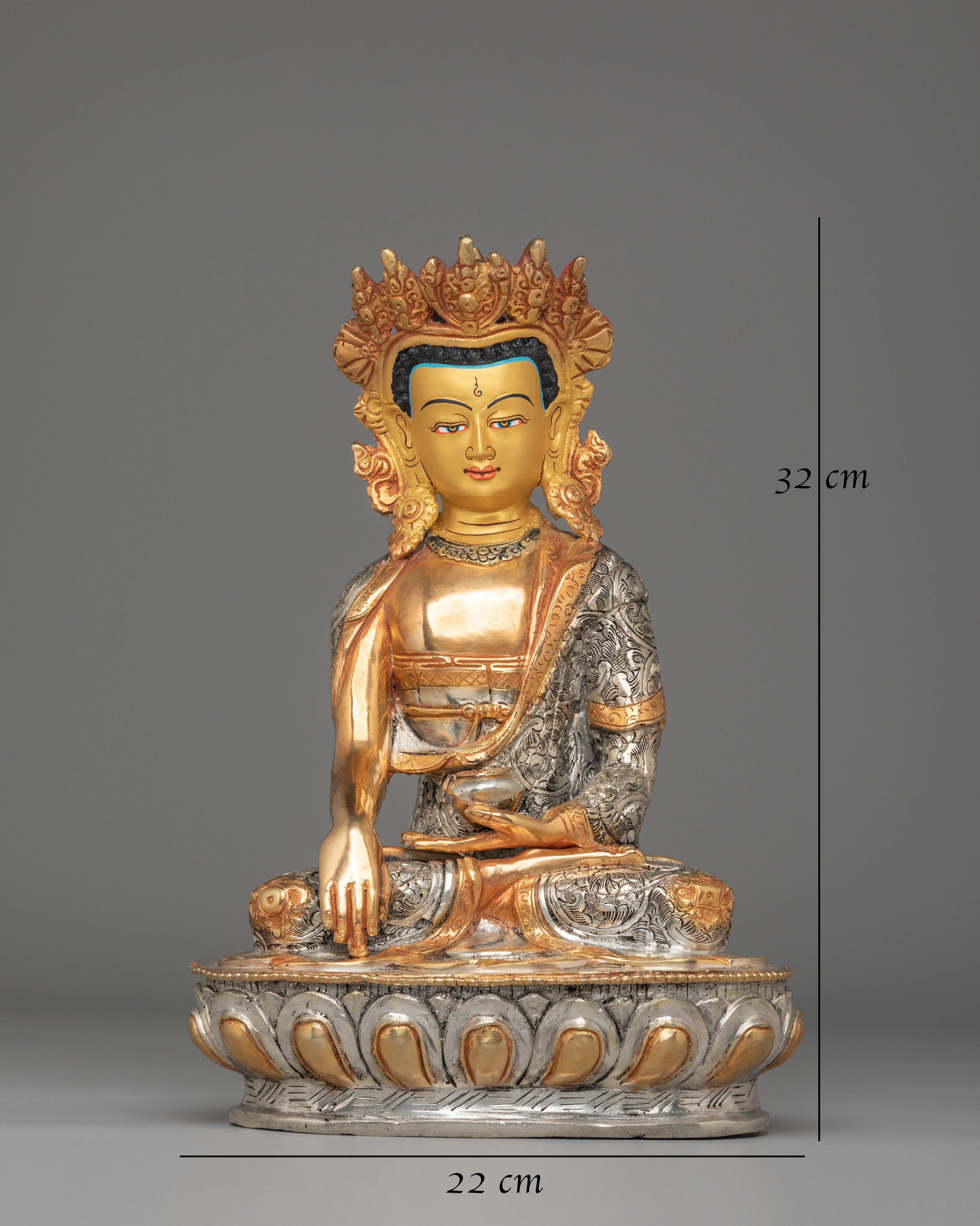 Dharma Guru Buddha Shakyamuni Statue | Gold Plated Copper for Spiritual Enlightenment