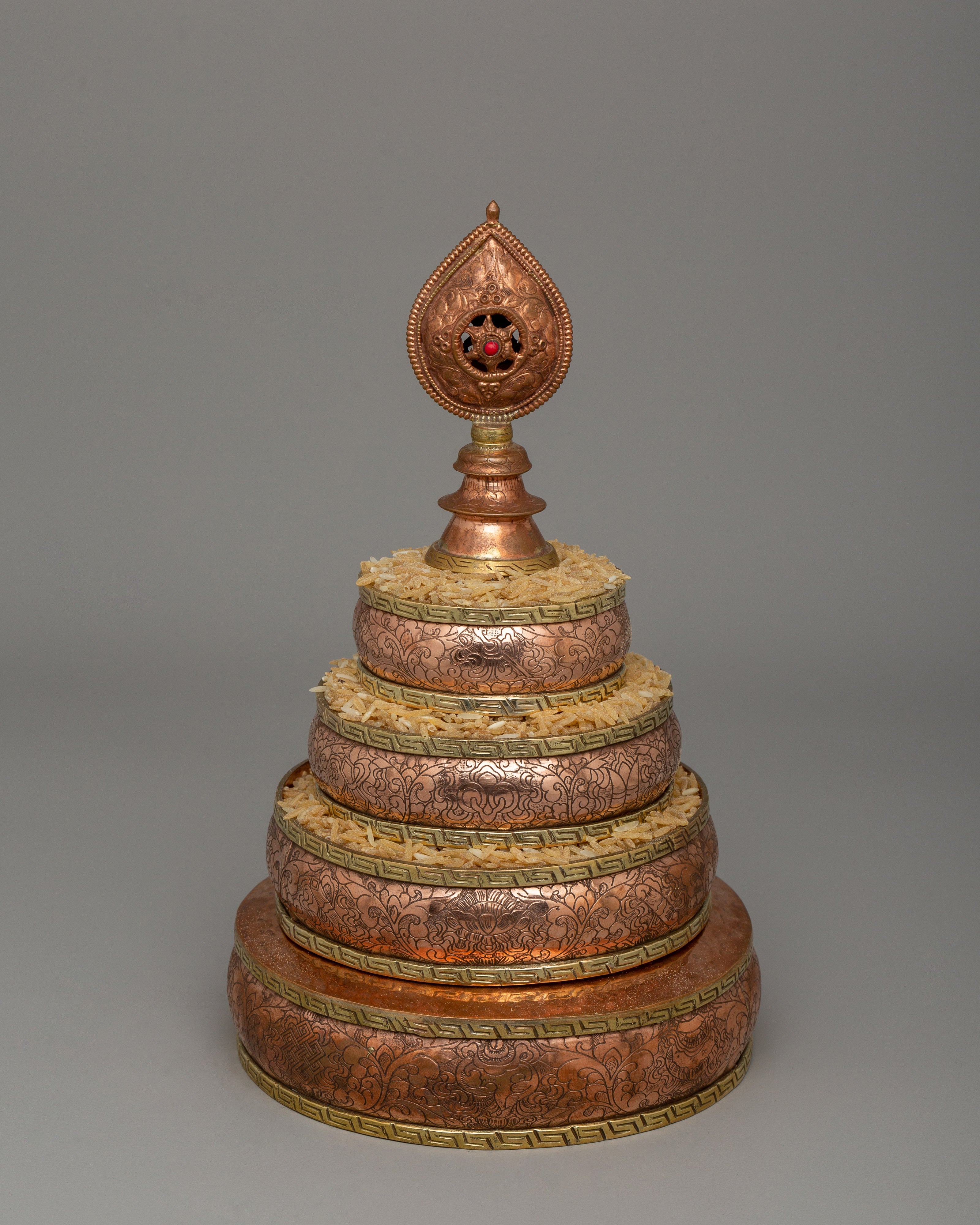 Tibetan Ritual Mandala Set for Dharma | Copper and Brass Offering Tool