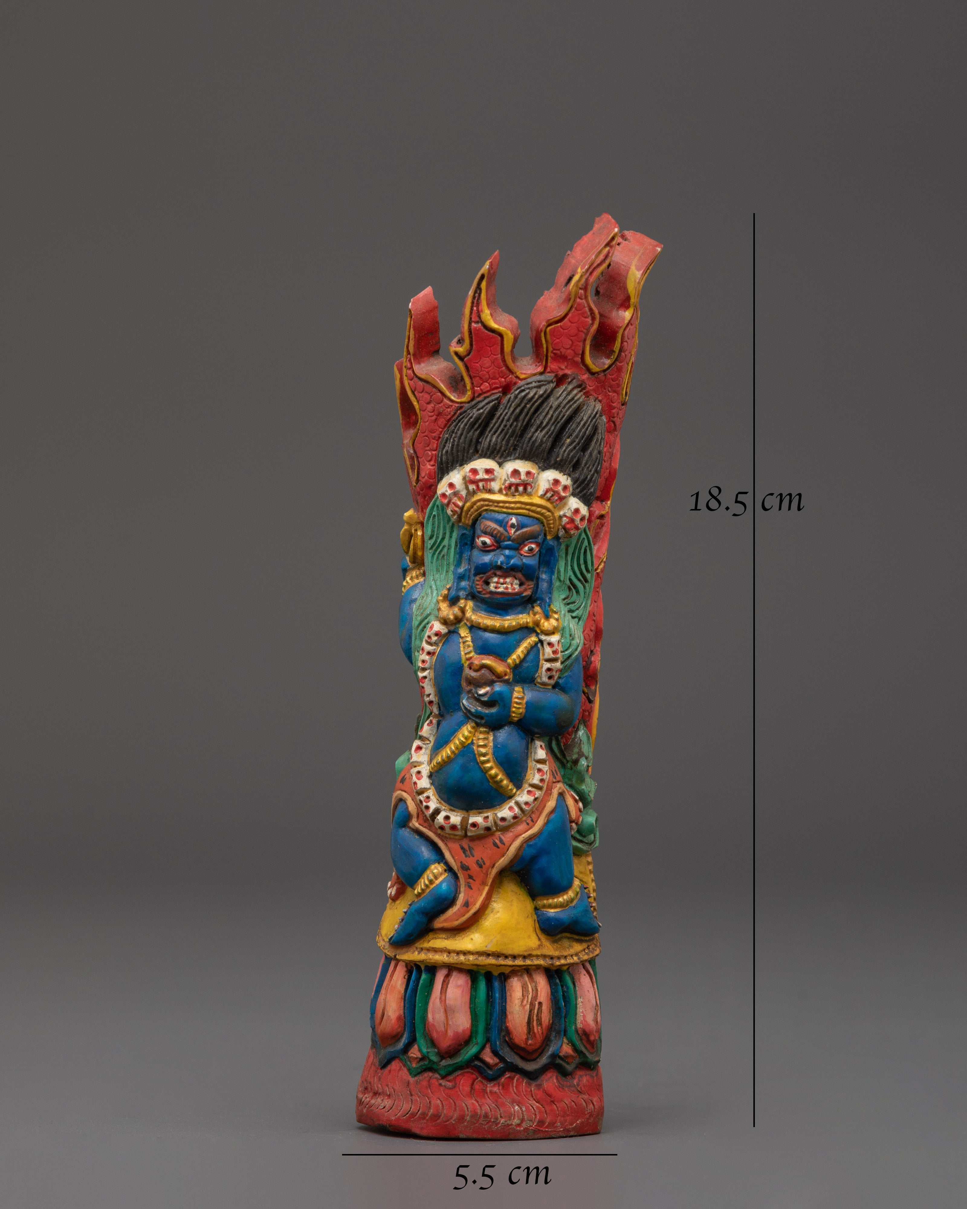 Mahakala Bone Craving with Acrylic Painting | Tibetan Buddhist Protector Deity Art