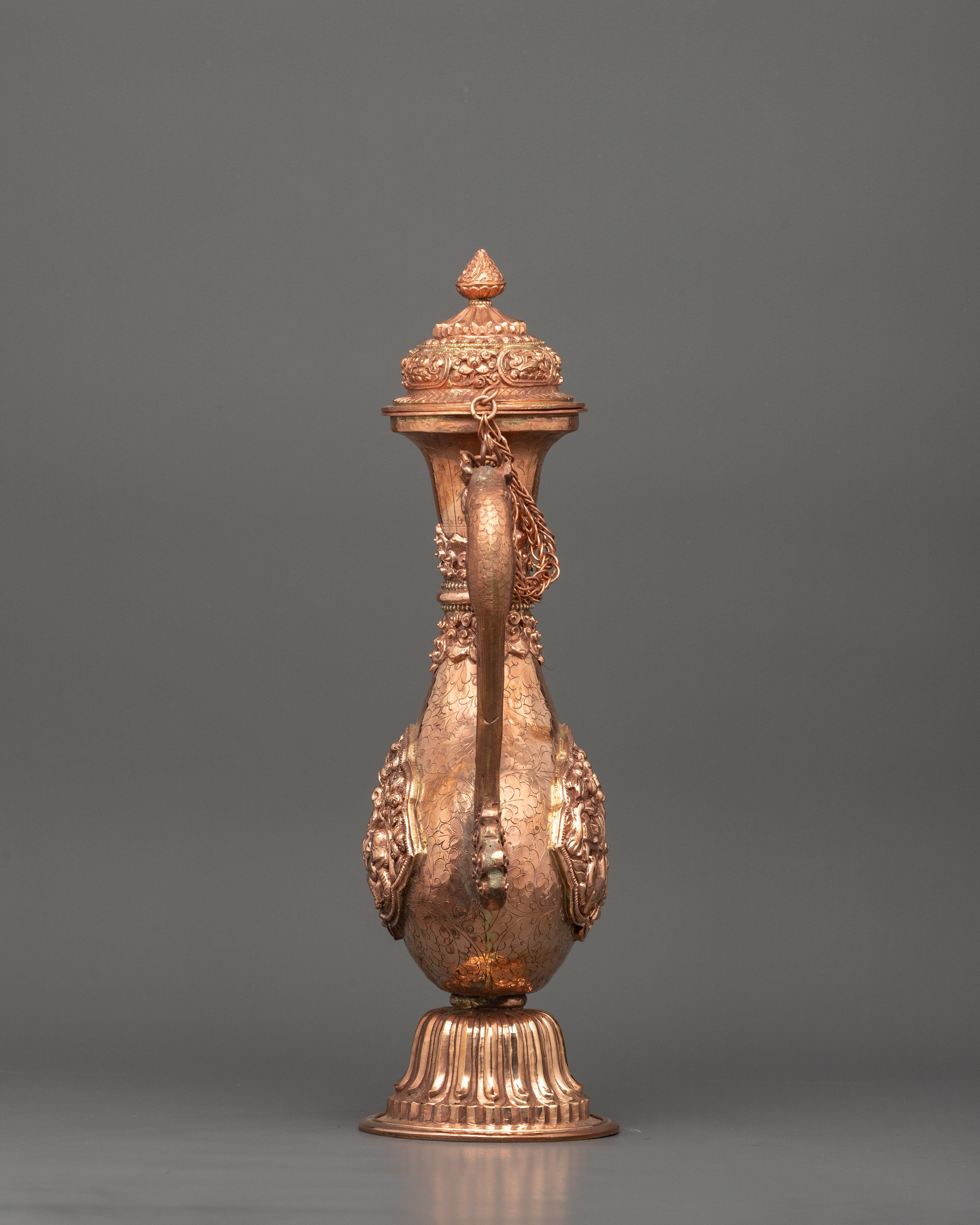 Buddhist Ritual Ceremonial Ewer | Dragon Handle & Makara Spout