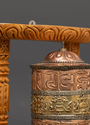 Buddhist Sacred Prayer Wheel | Sacred Wood Frame
