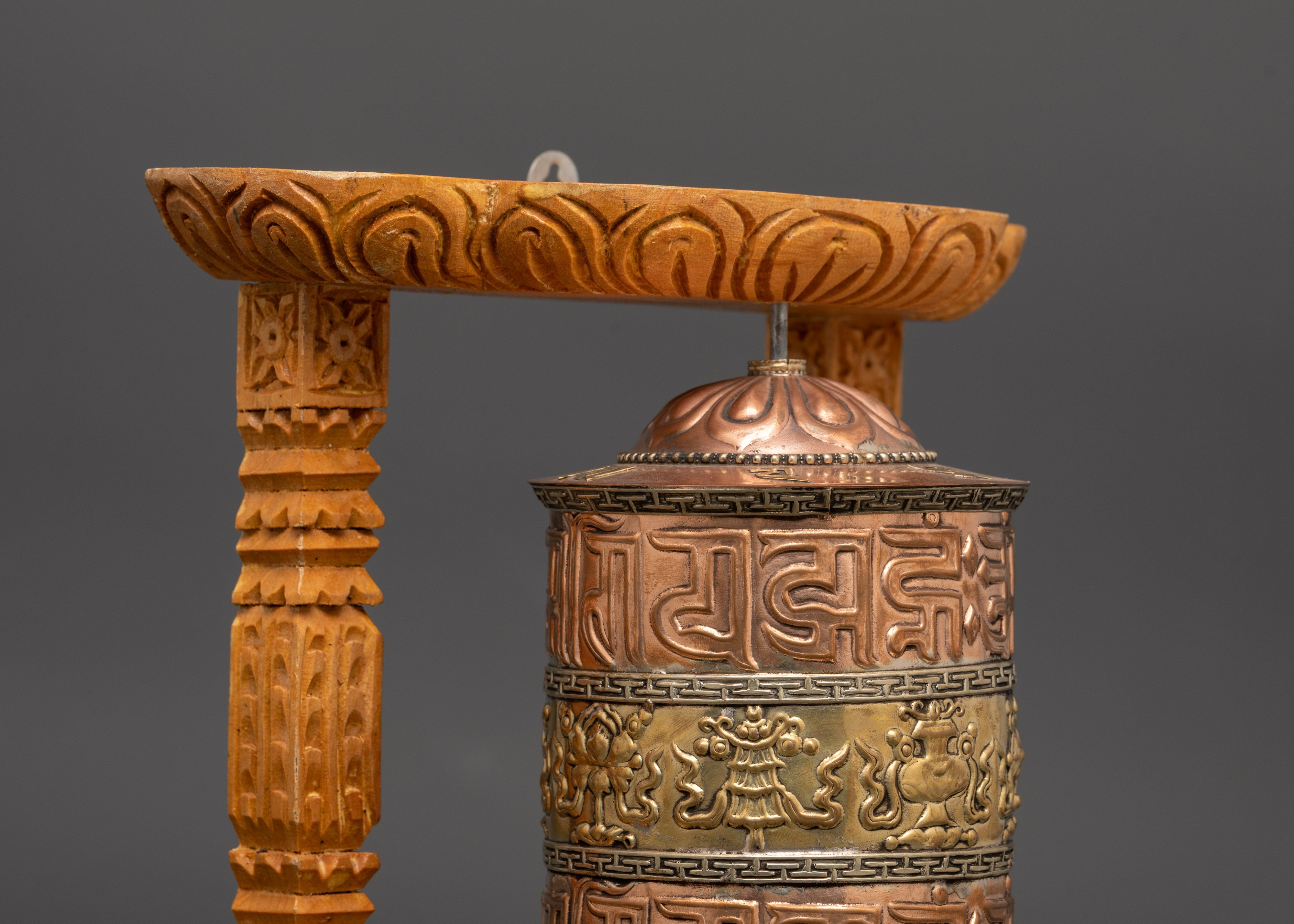 Buddhist Sacred Prayer Wheel | Sacred Wood Frame