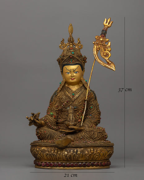 Gold-Plated Pema Jhyungne Statue | Guru Rinpoche Sculpture