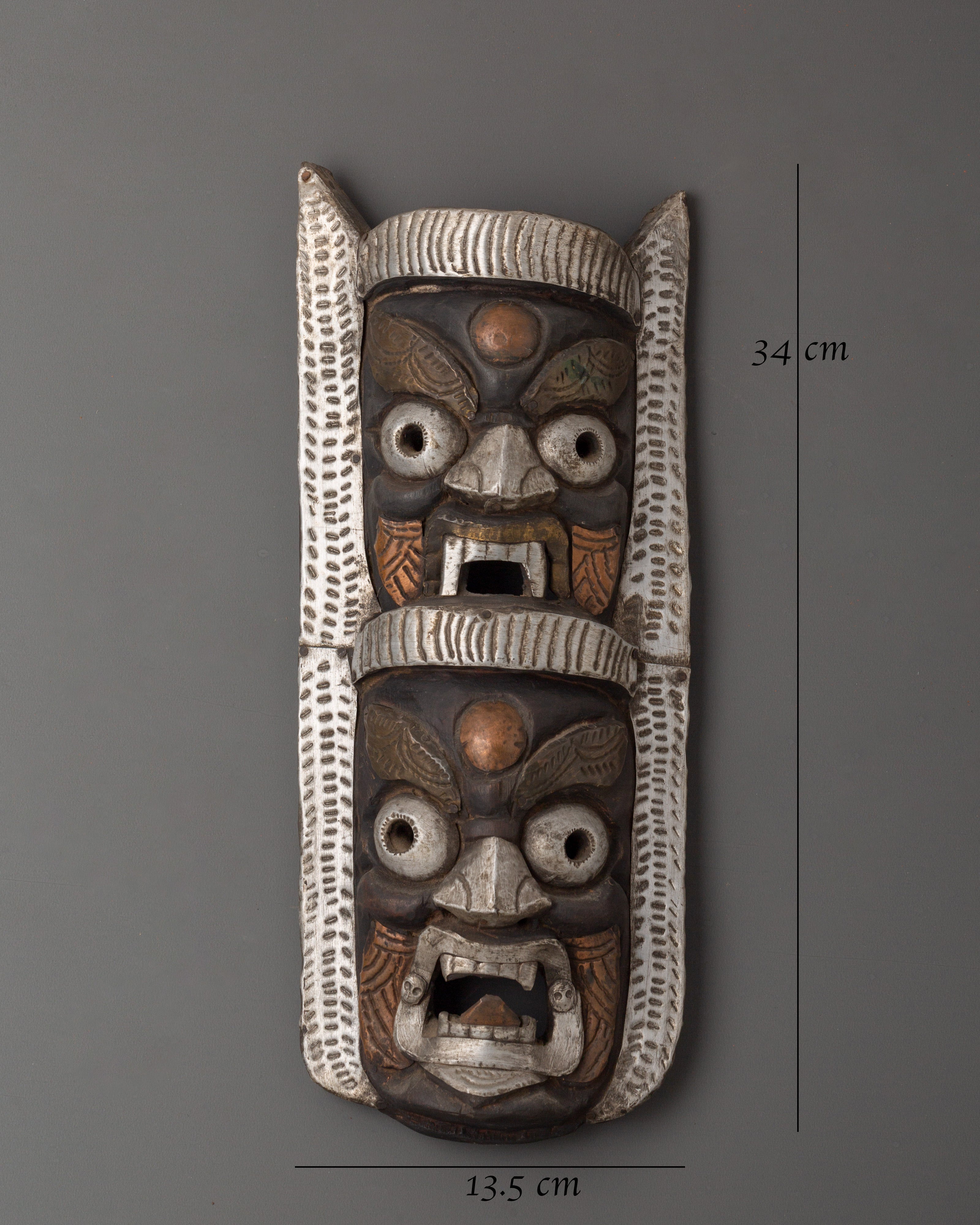 Tibetan Protector Wall Hanging Mask | Copper, Brass and Aluminum Deity Art