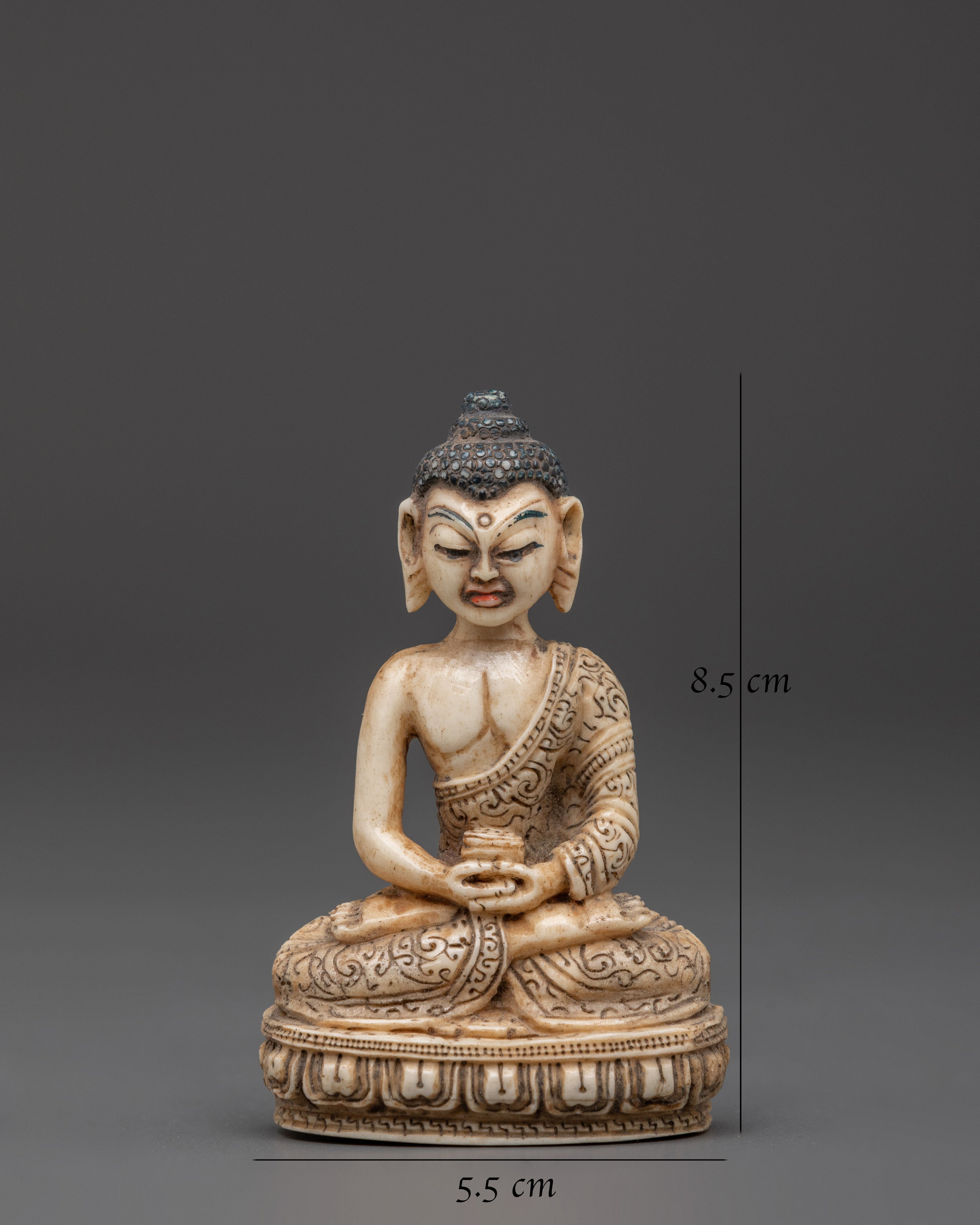 Sacred Ethically Sourced Yak Bone Amitabha Buddha Sculpture | Meditation Gift