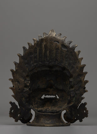 Bronze Bhairav Mask | Sacred Wall Sculpture for Meditation & Decor | Traditional Gift Idea From Nepal