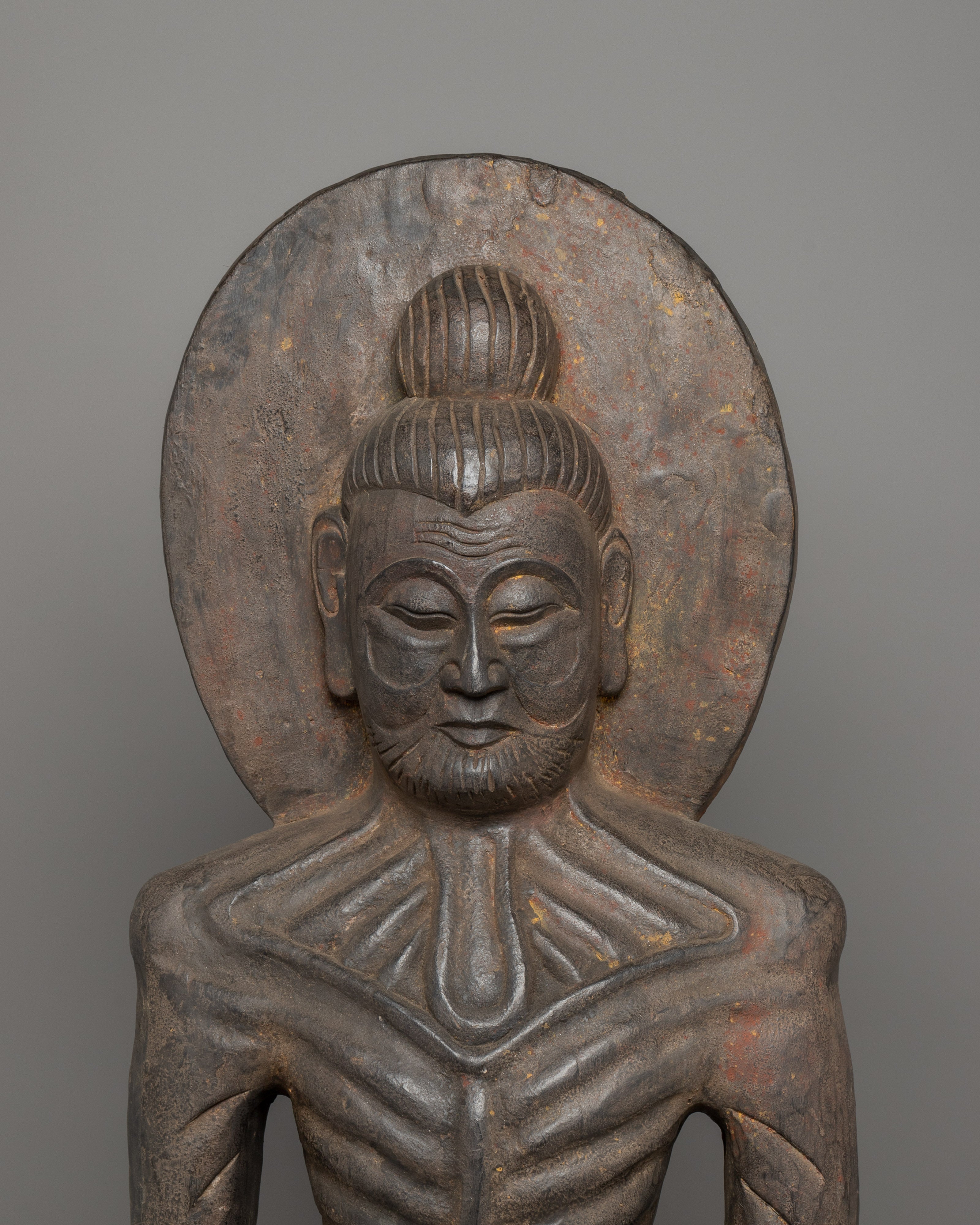 Fasting Buddha Wooden Statue | Traditional Himalayan Artwork