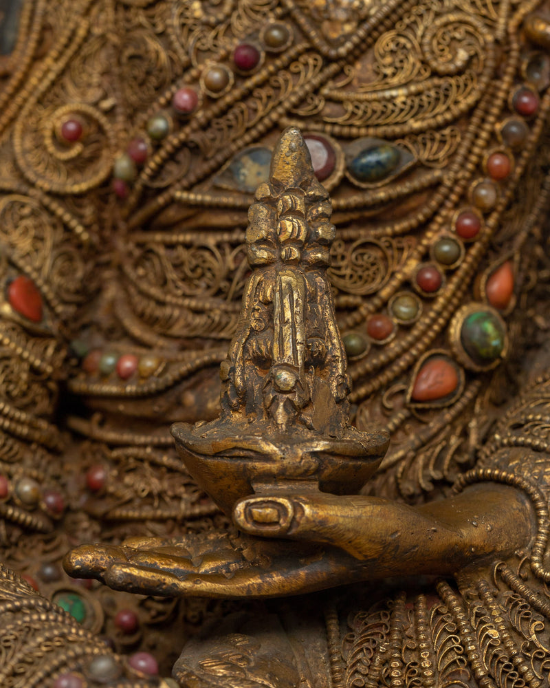 Gold-Plated Pema Jhyungne Statue | Guru Rinpoche Sculpture