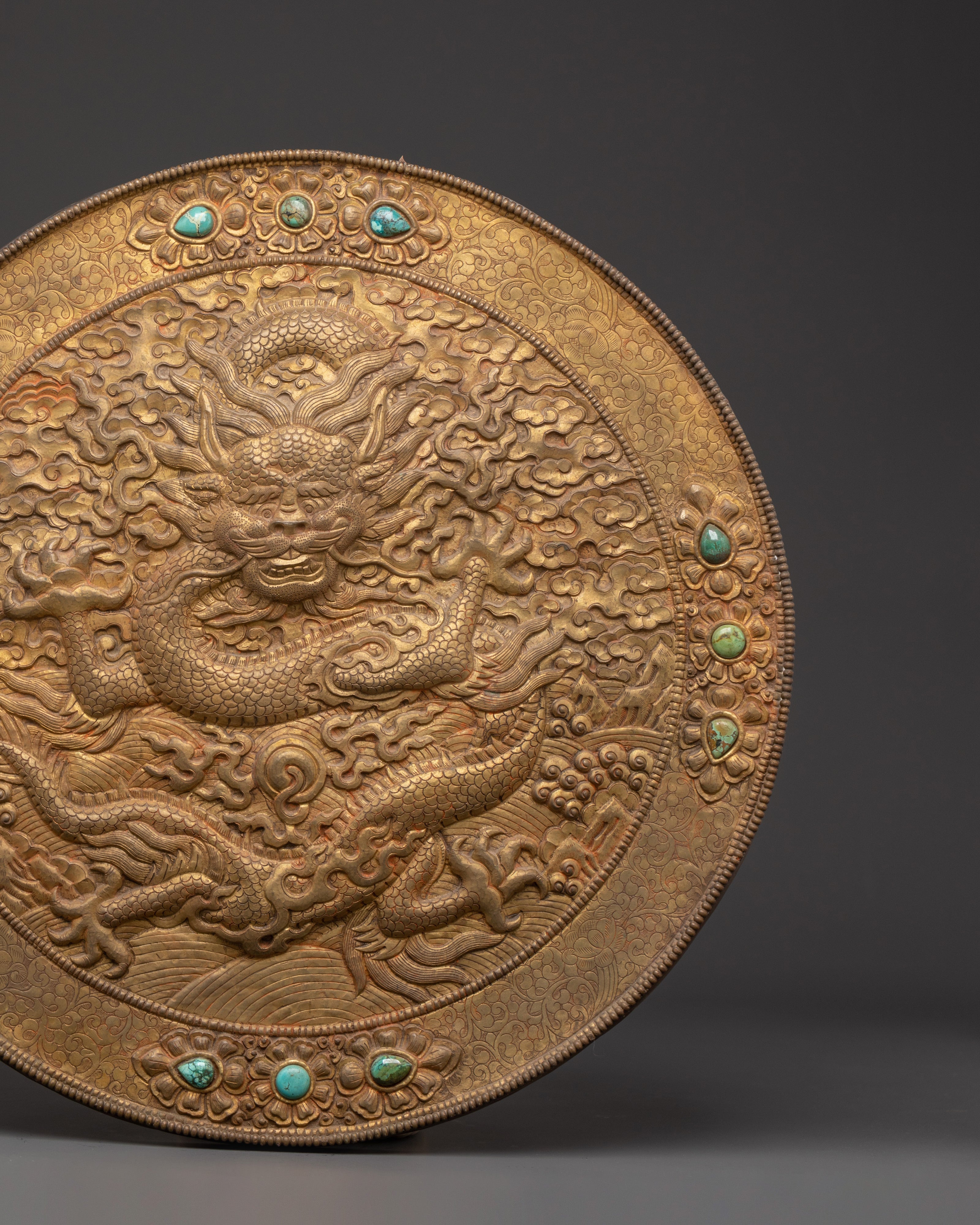 Handcrafted Brass Wall Hanging | Dragon Carved Sacred Wall Hanging