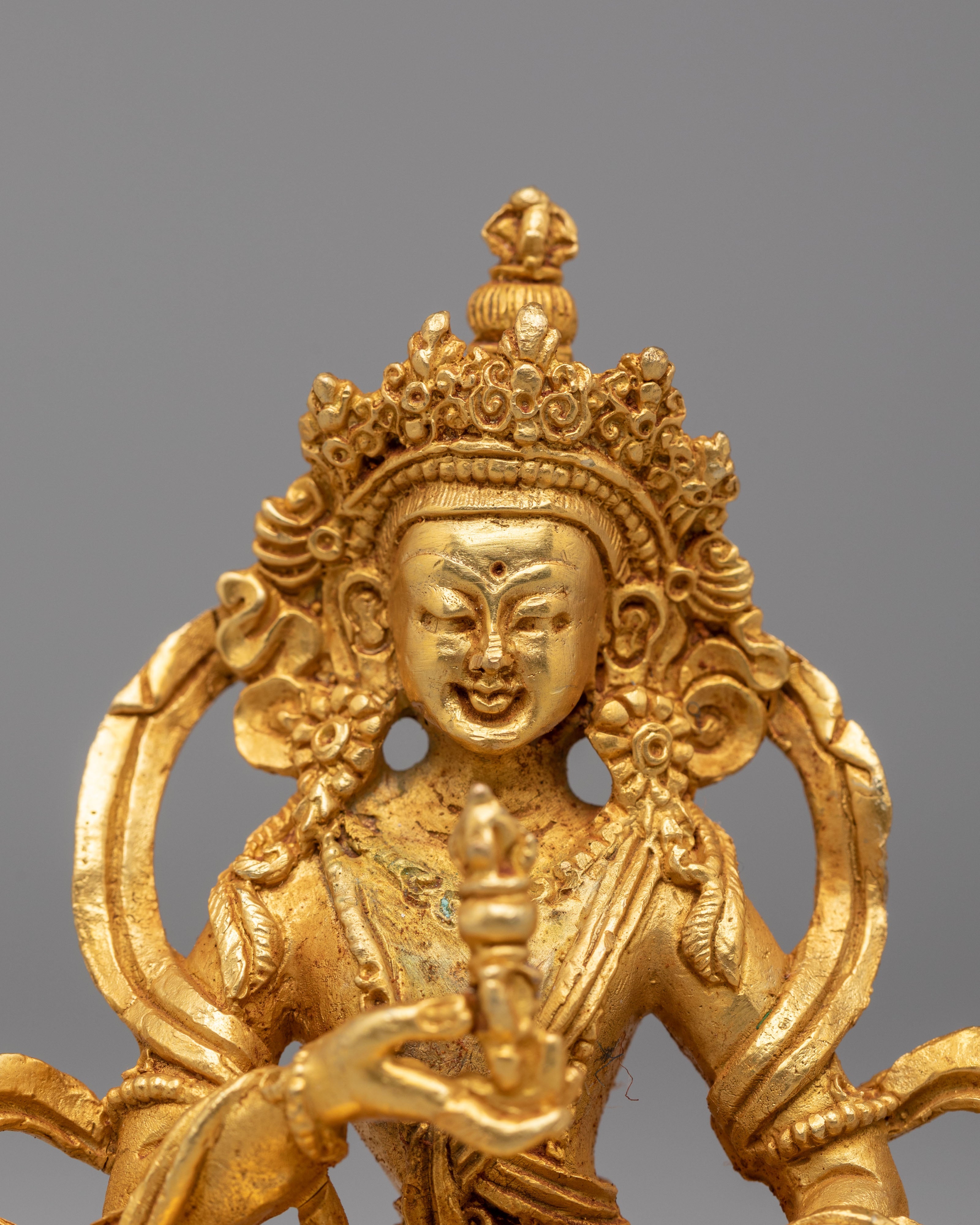 Himalayan Six Deities Statue Set | Gold Plated Buddhist Altar Decor