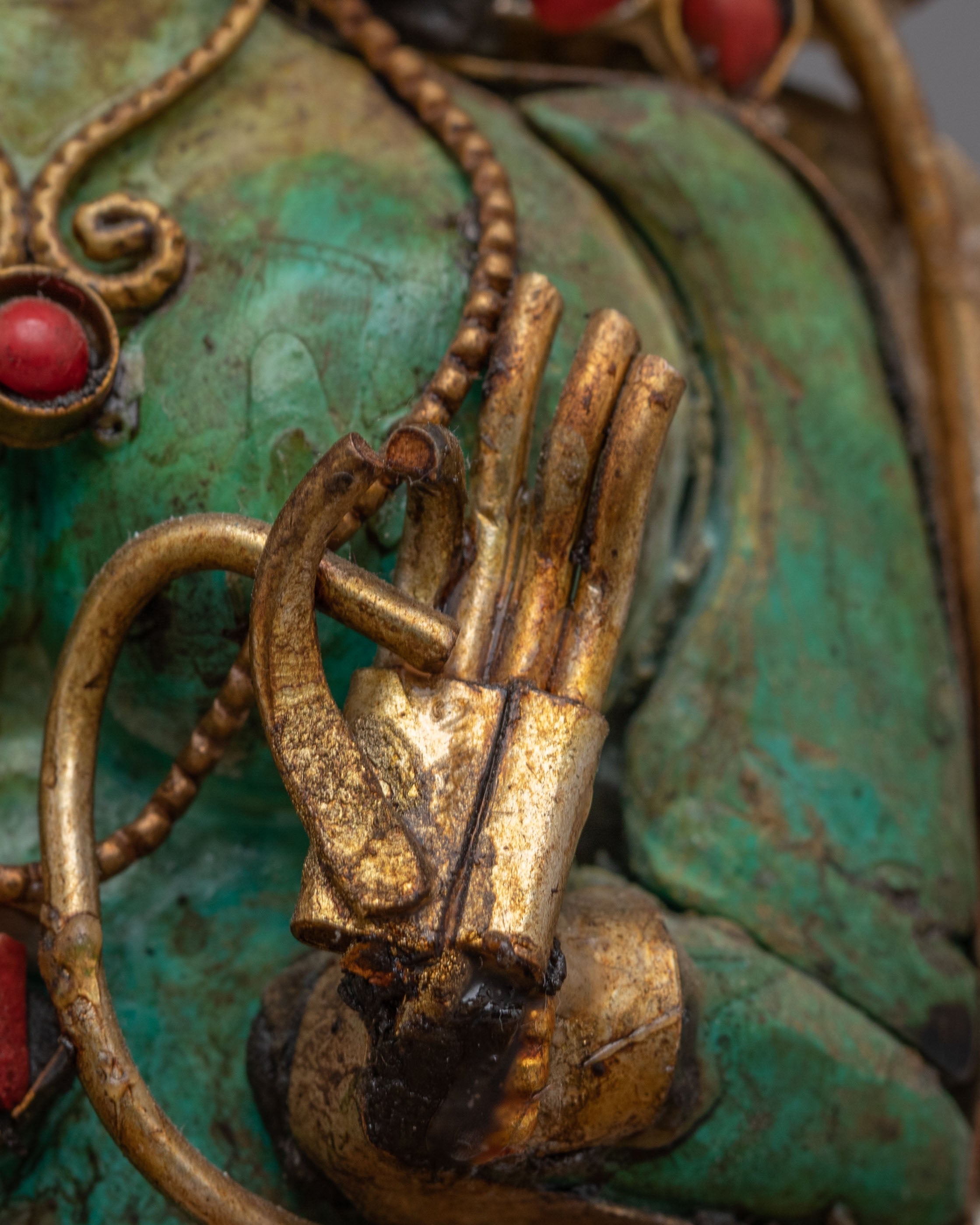 Handcrafted Green Tara Statue for Decor | Tibetan Buddhist Deity