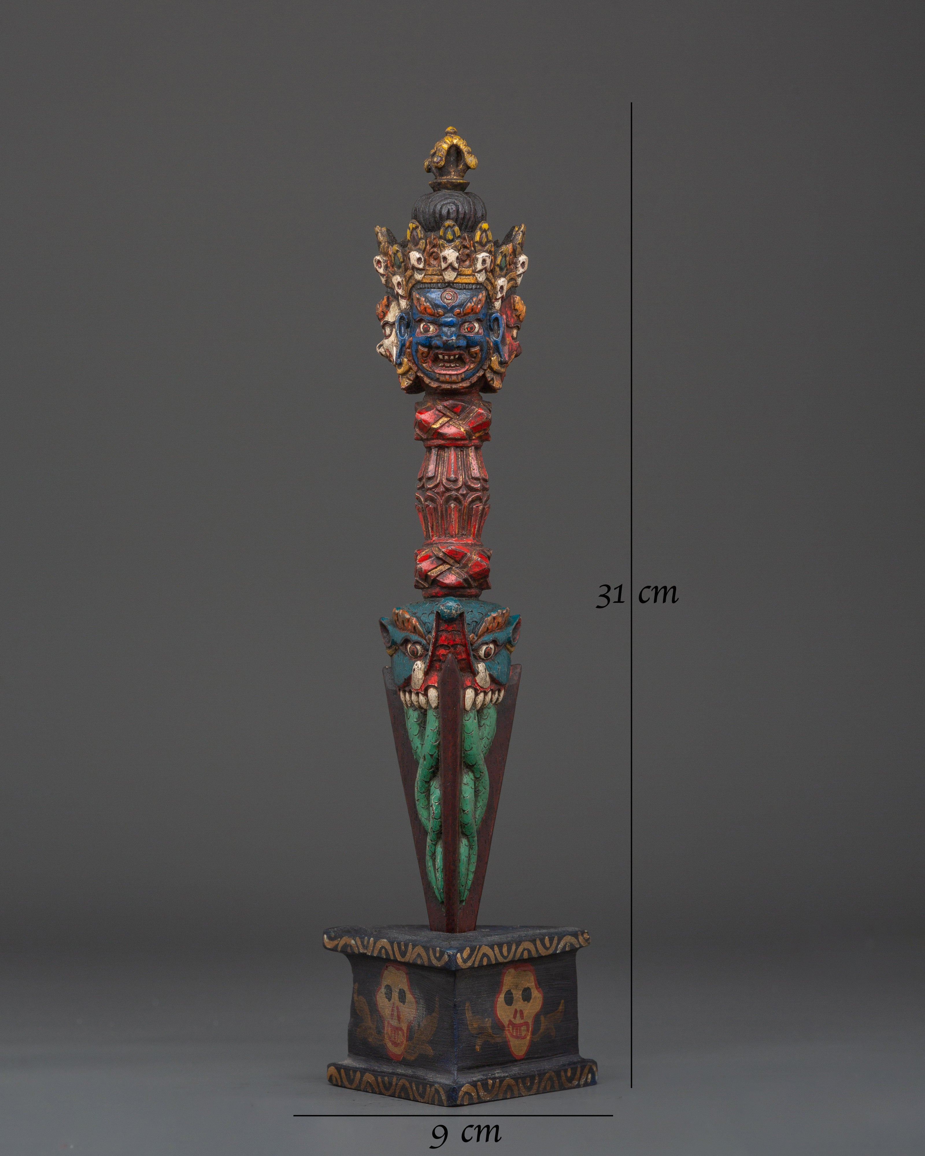 Tibetan Wooden Phurba | Sacred Tantric Artifact