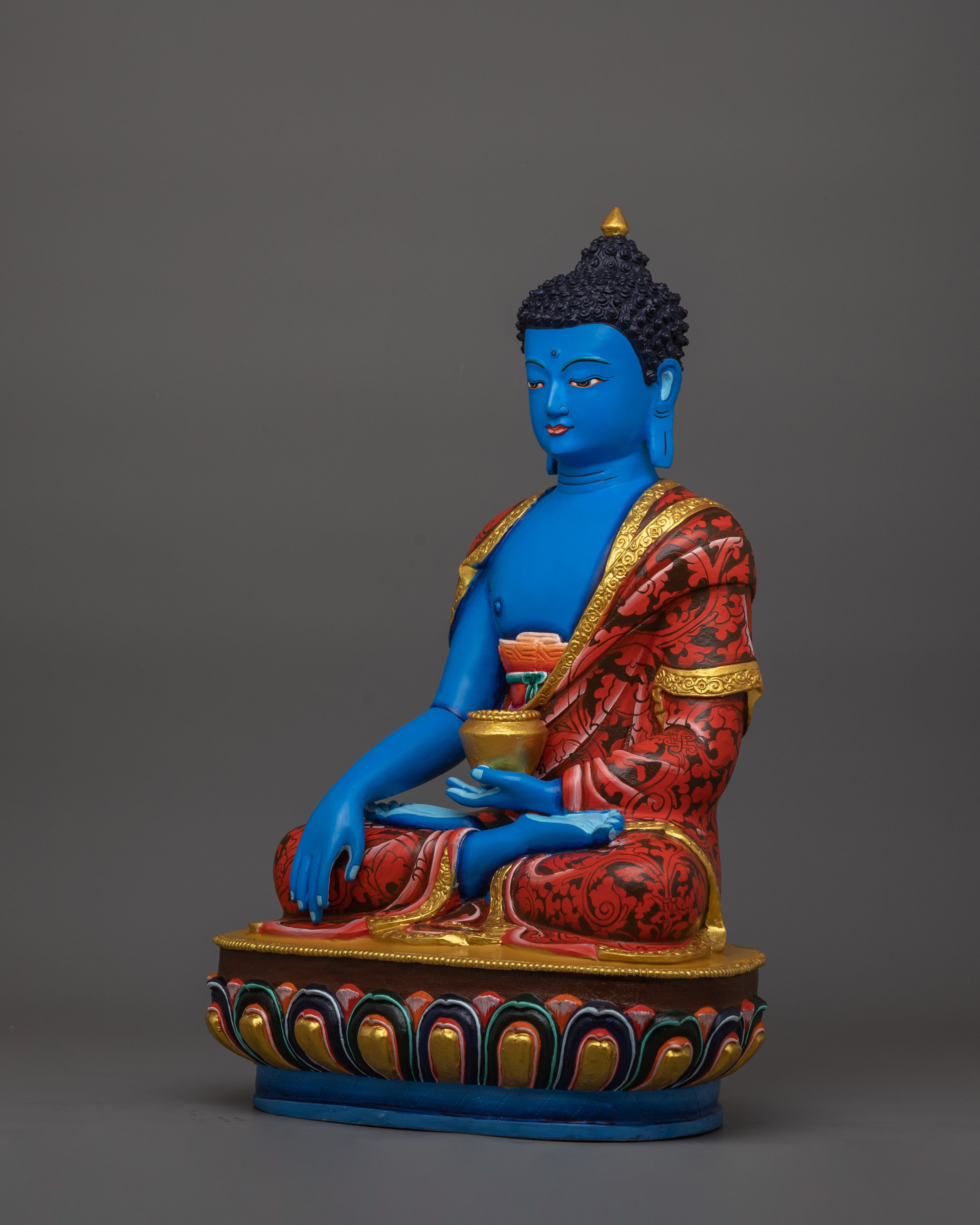 Handcrafted Blue Shakyamuni Buddha | Sacred Tibetan Buddha Sculpture