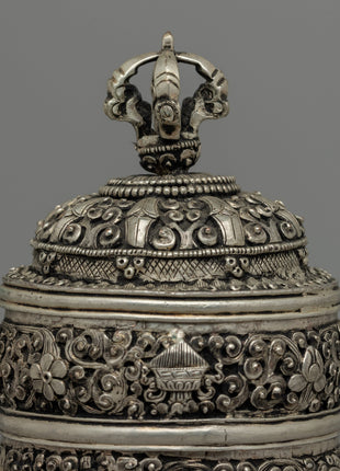 Silver-Plated Rice Carry Pot  | Symbol of Prosperity & Abundance