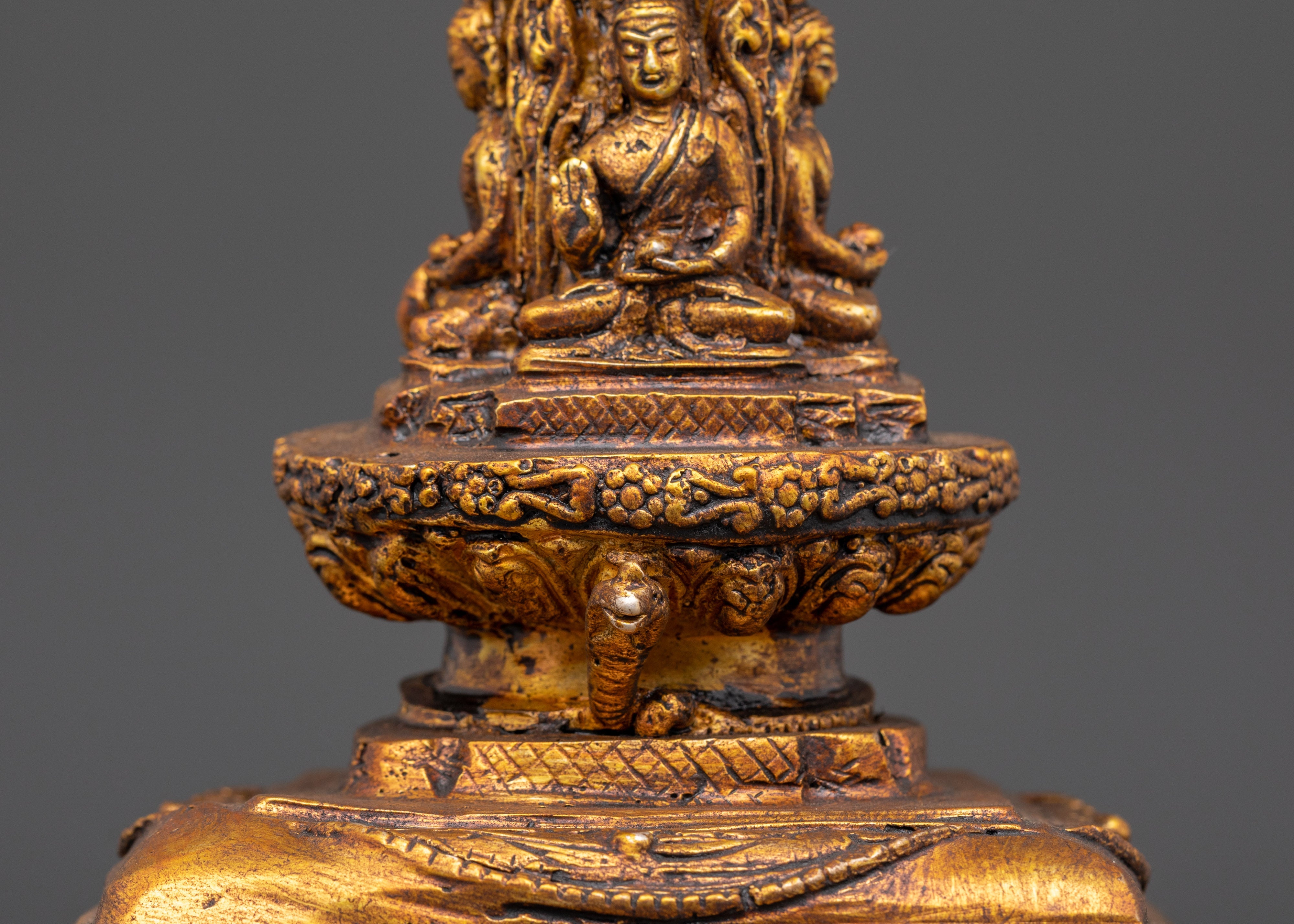 Tibetan Brass Altar Stupa | Handcrafted Buddhist Stupa Statue