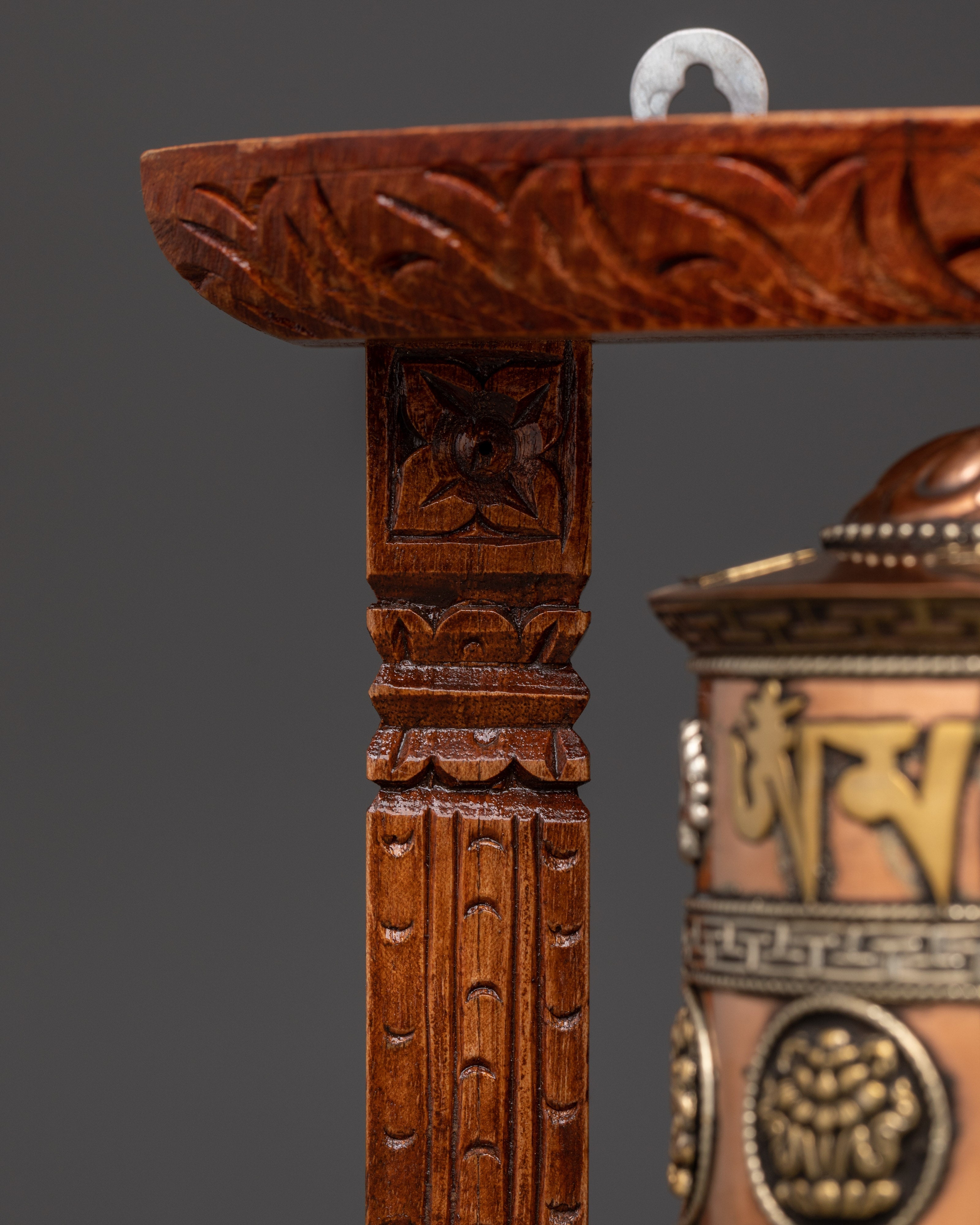 Handcarved Tibetan Prayer Wheel | Wooden Buddhist Meditation Tool