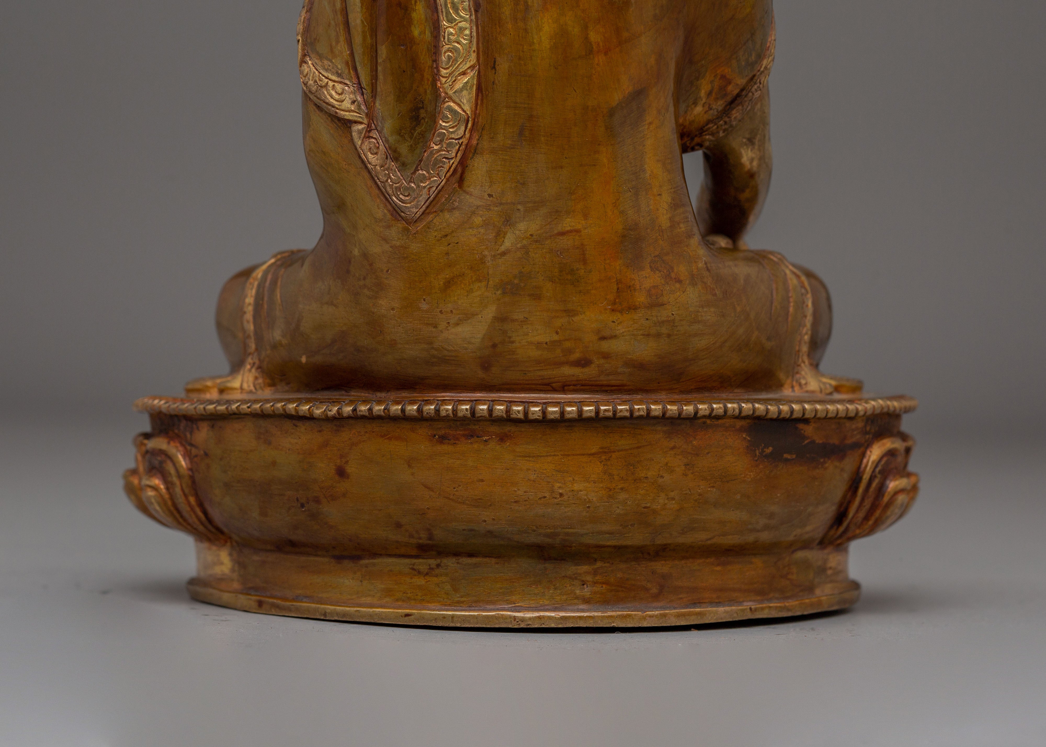 Crowned Shakyamuni Buddha Statue | Handcrafted Gold-Plated Tibetan Buddha