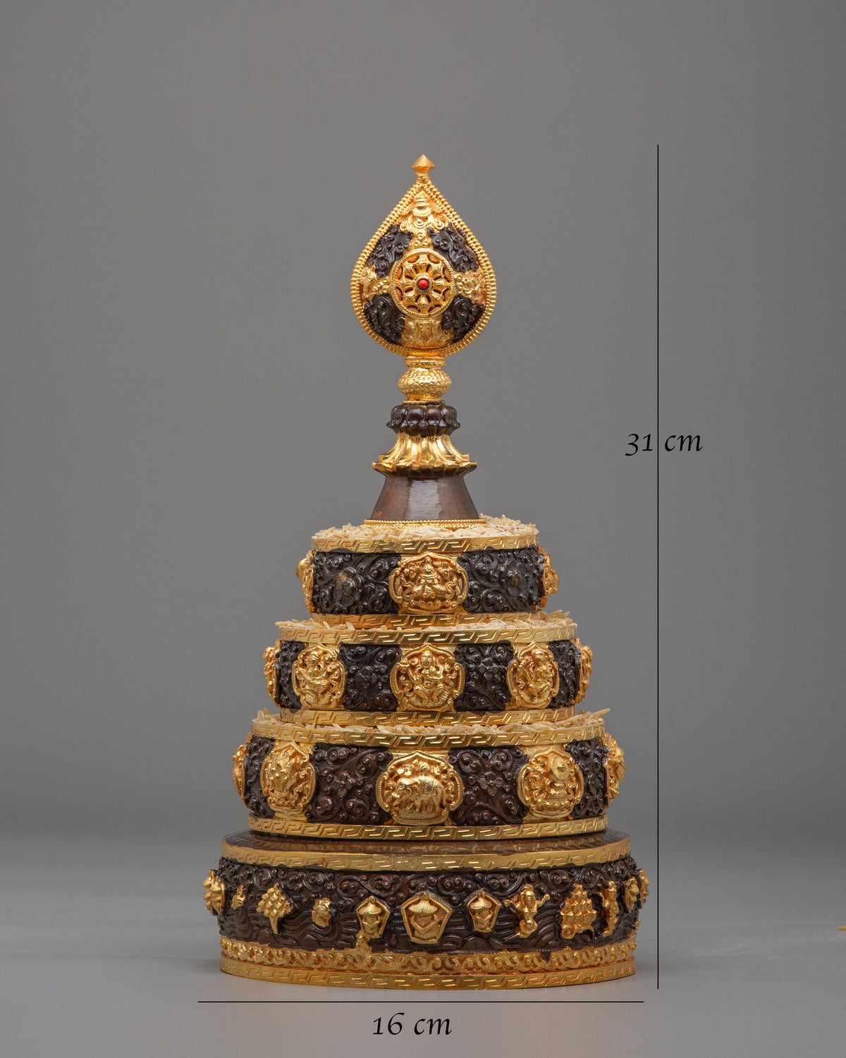 Ceremonial Altar Mandala Offering | Gold Plated Copper Buddhist Ritual Art
