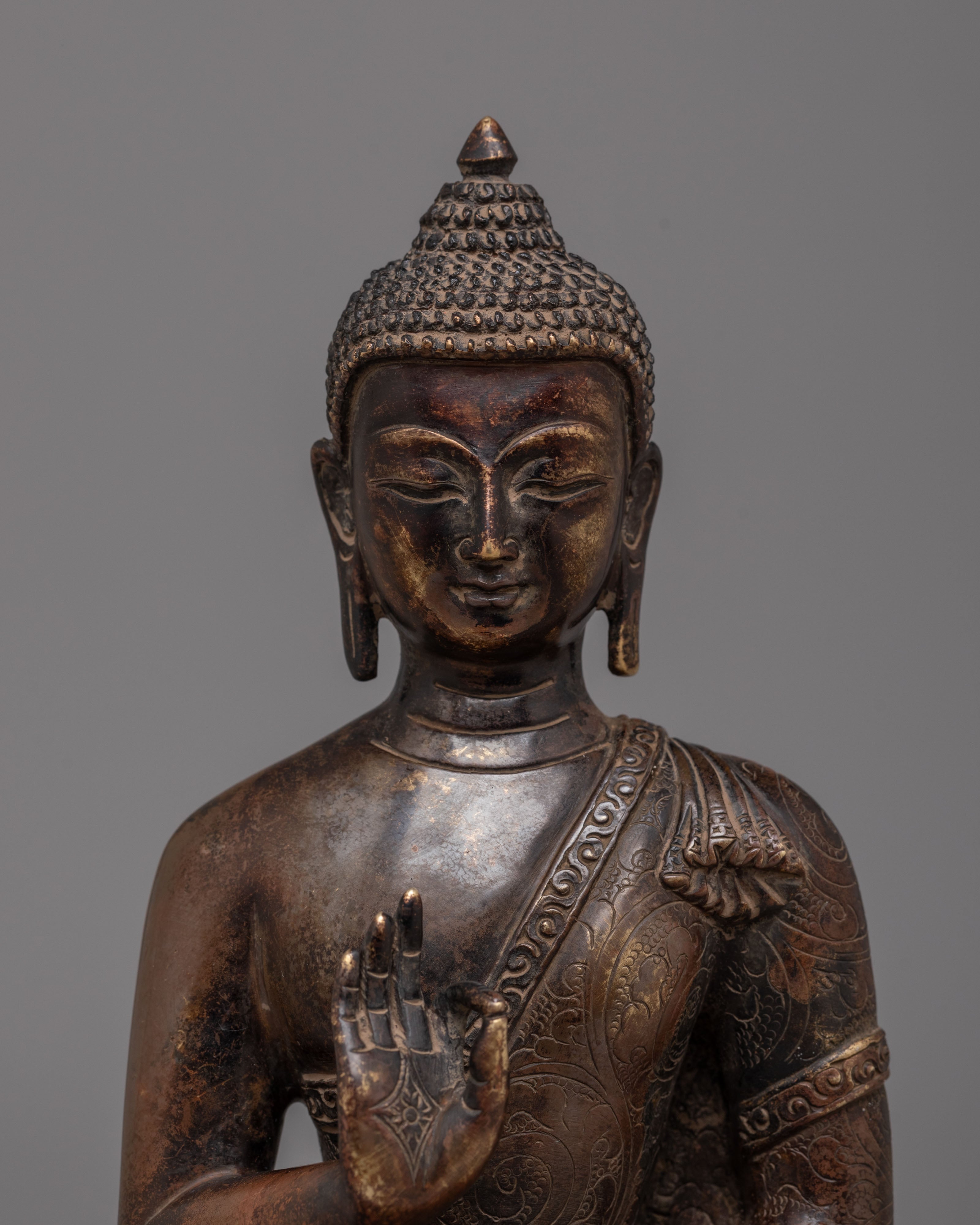 Amogasiddhi Buddha Deity Statue | Oxidized Copper Body