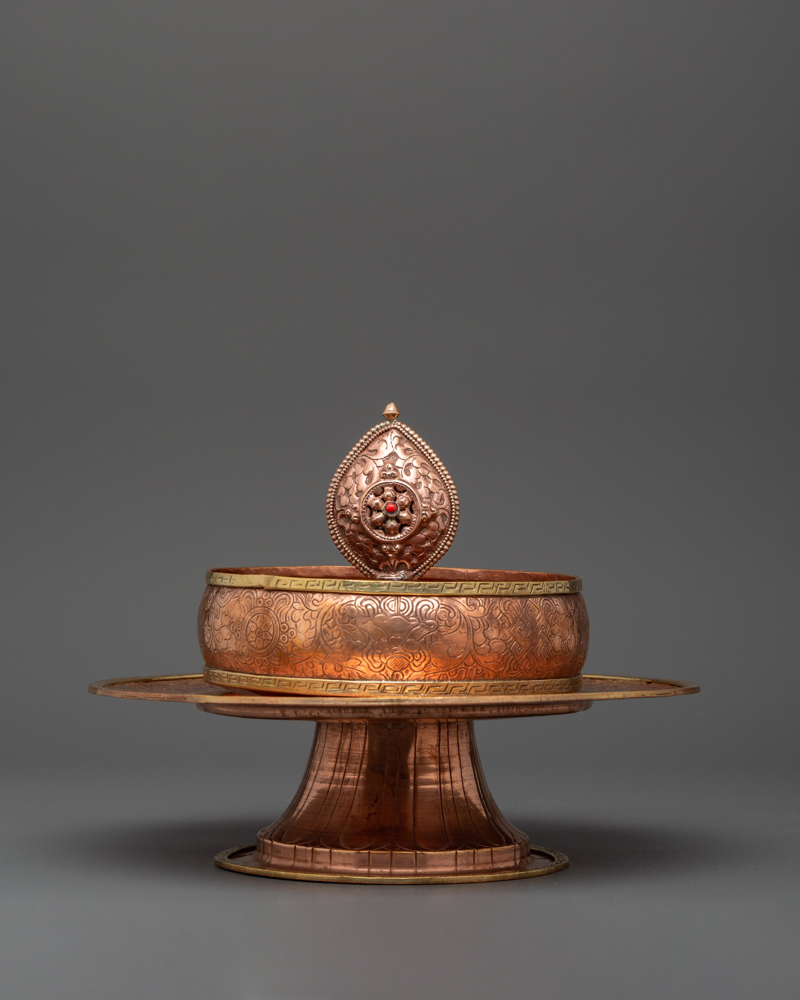 Copper Mandala Offering Set with Brass | Buffed Finish with Brass Accents
