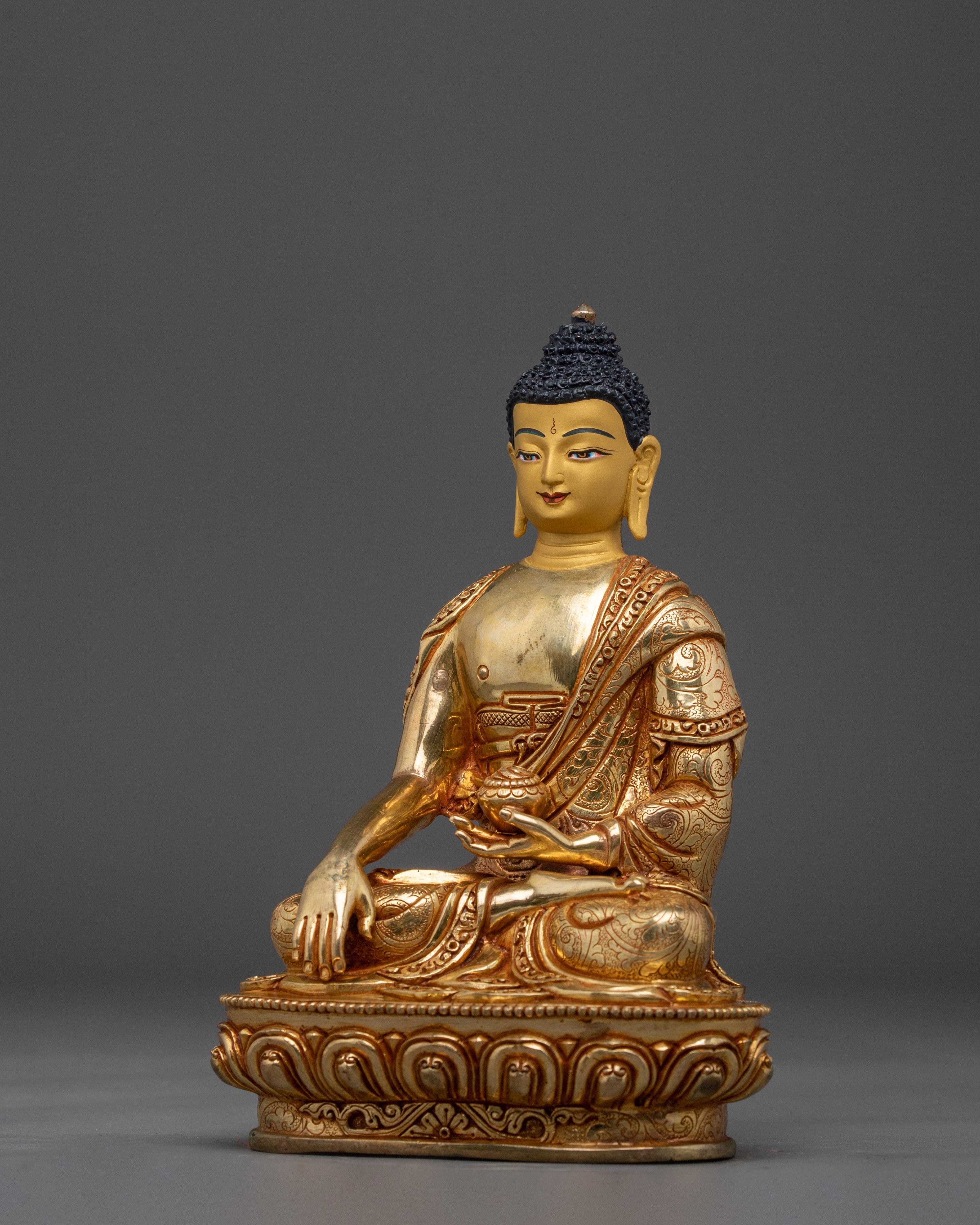 Handmade Gautama Buddha Art - Dharma Teacher | Copper Body 8.3" Sculpture
