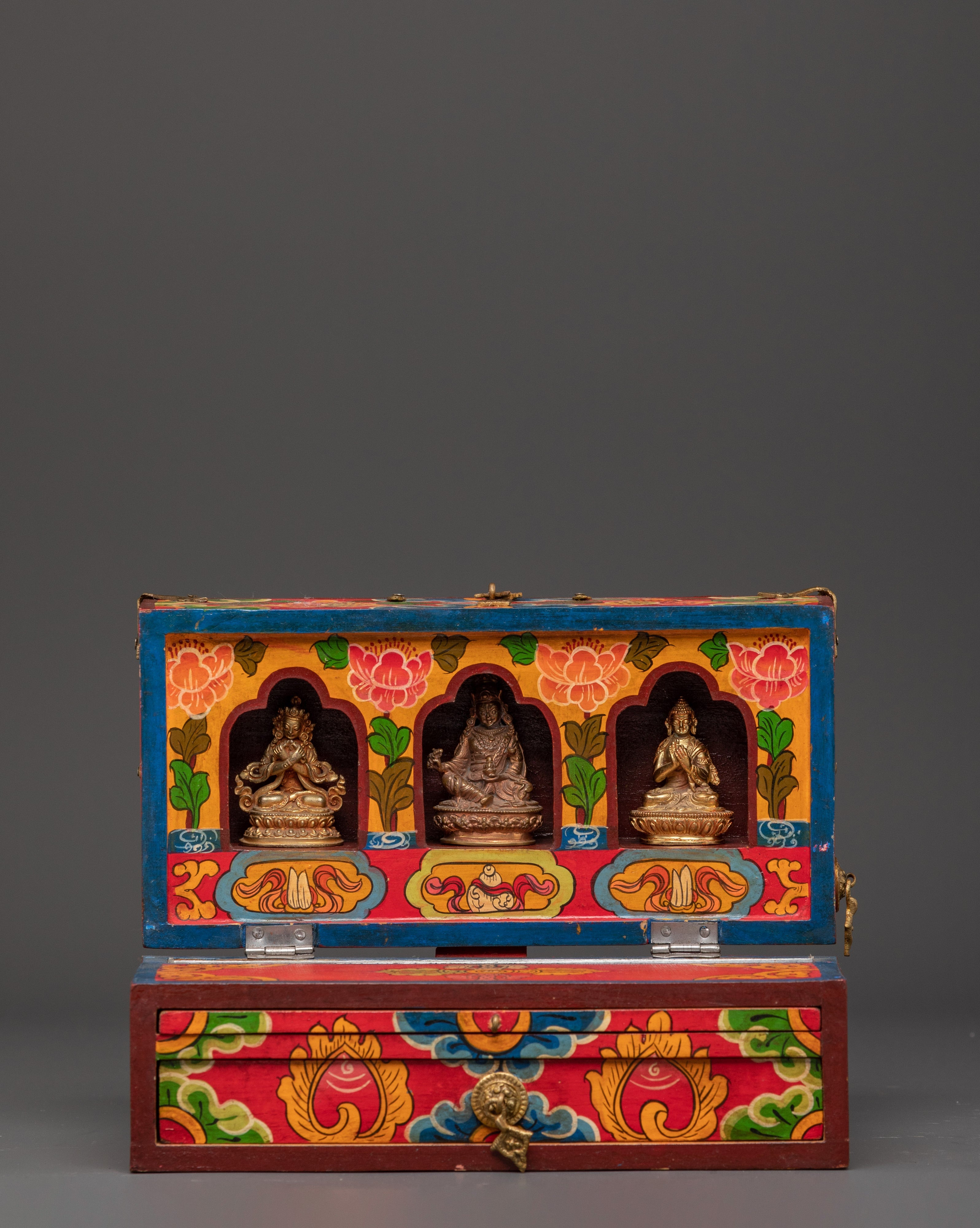 Tibetan Treasure Box with Buddha Statue | Handcrafted Spiritual Gift