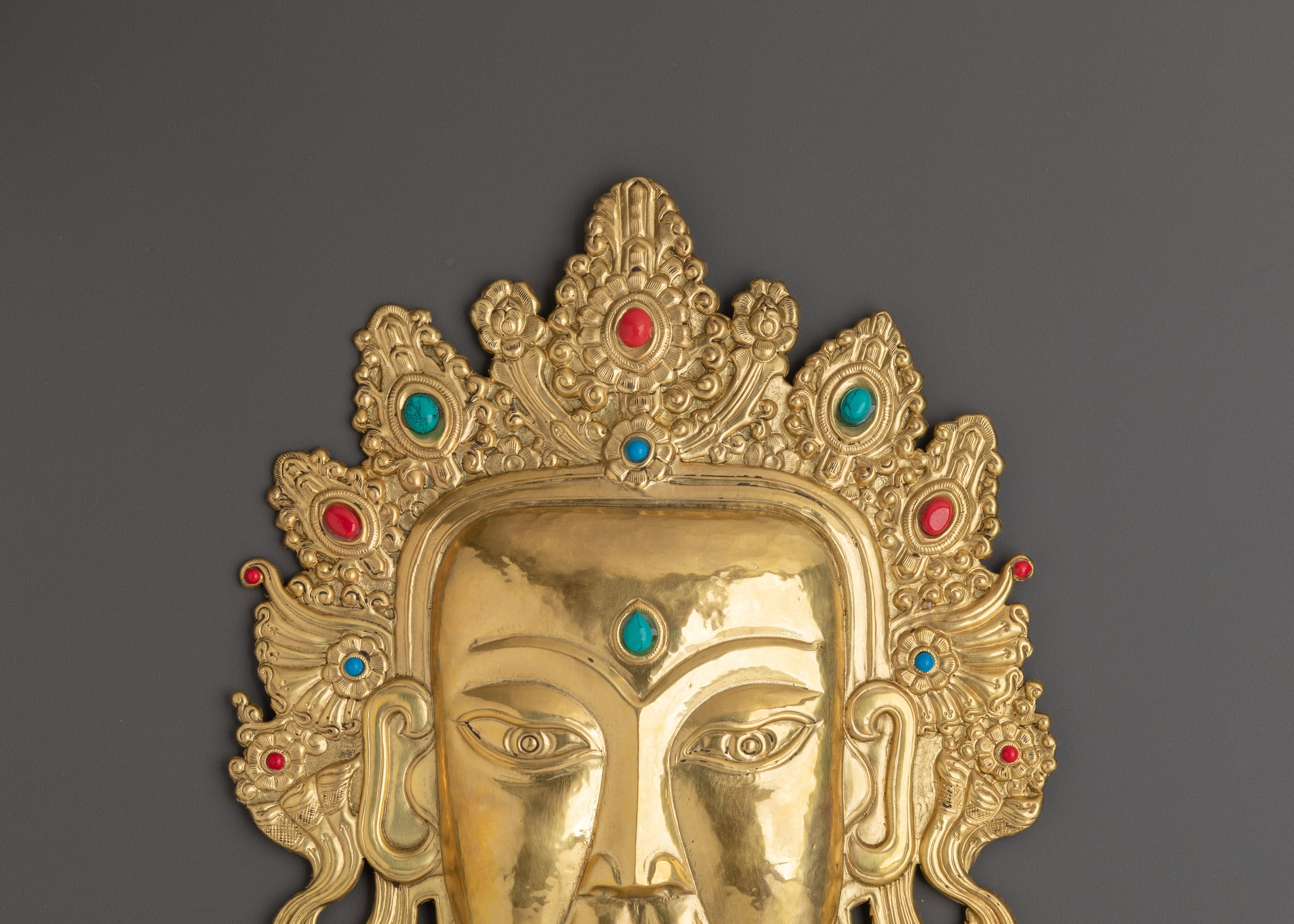 Buddhist Wall Art | Handcrafted Brass Buddha Face Sculpture