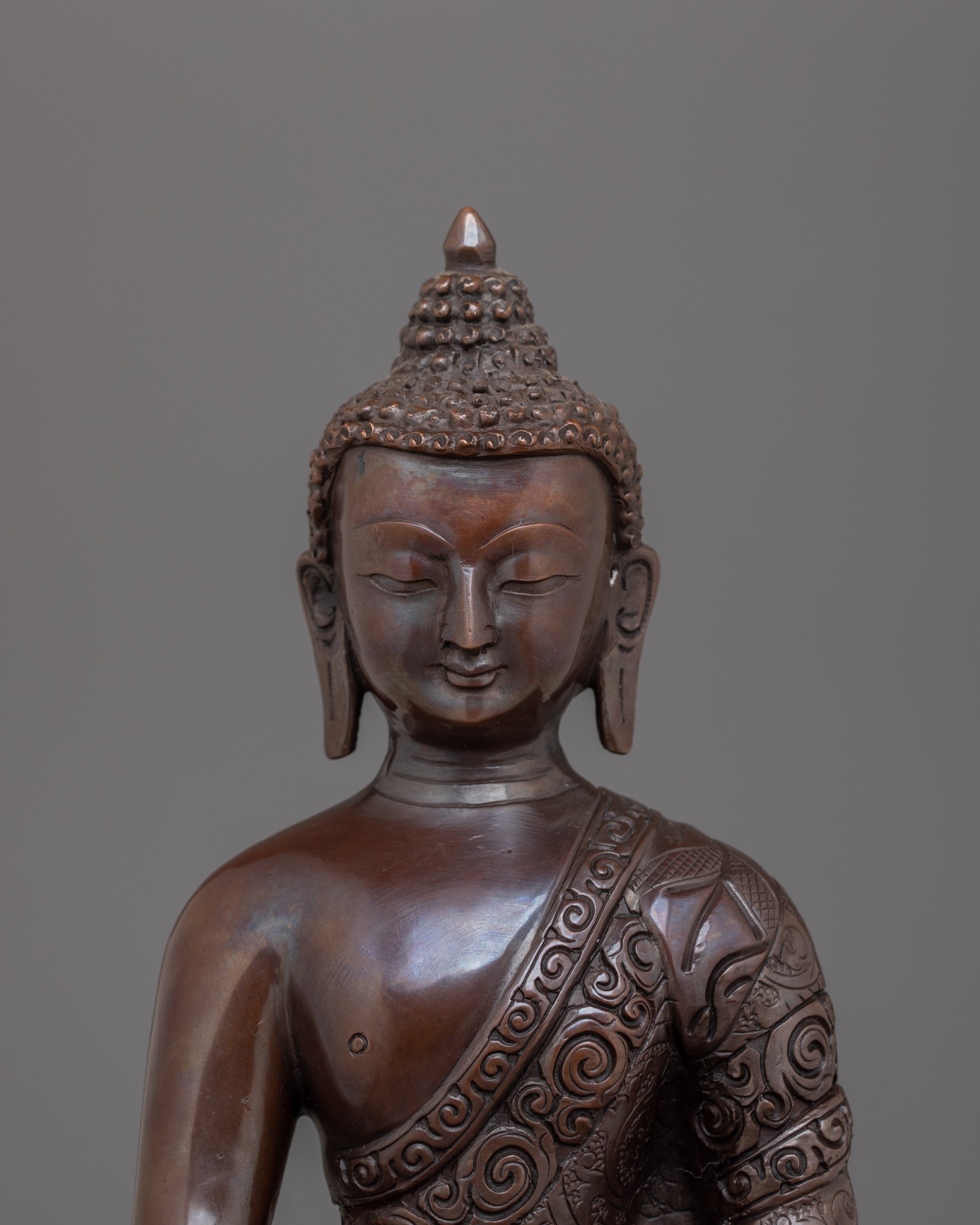 Enlightened Meditating Shakyamuni Buddha Sculpture | Hand-Crafted Buddhist Figurine