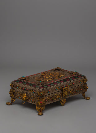 Tibetan Treasure Box with Silver Wire |  Perfect for jewelry storage