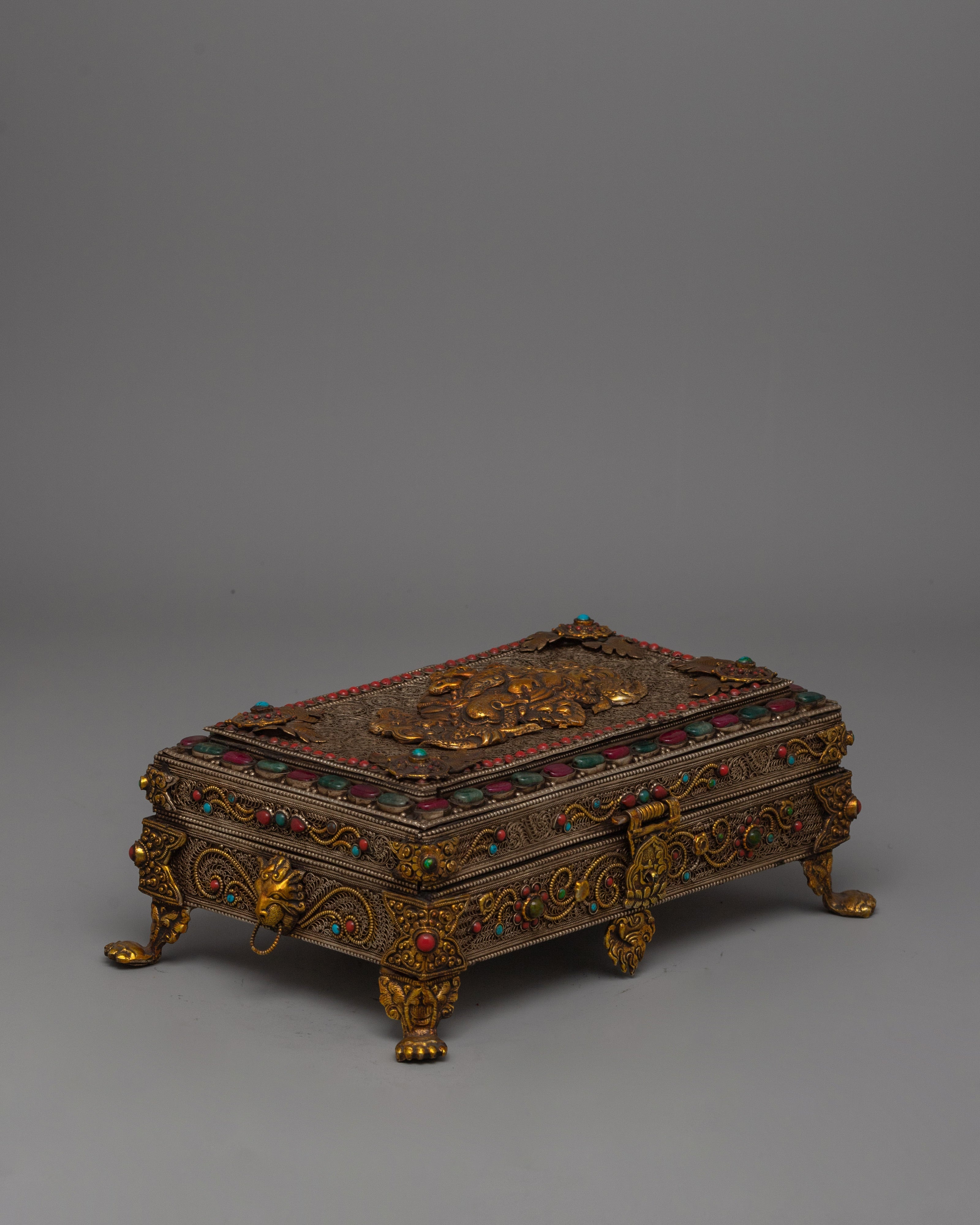 Tibetan Treasure Box with Silver Wire |  Perfect for jewelry storage