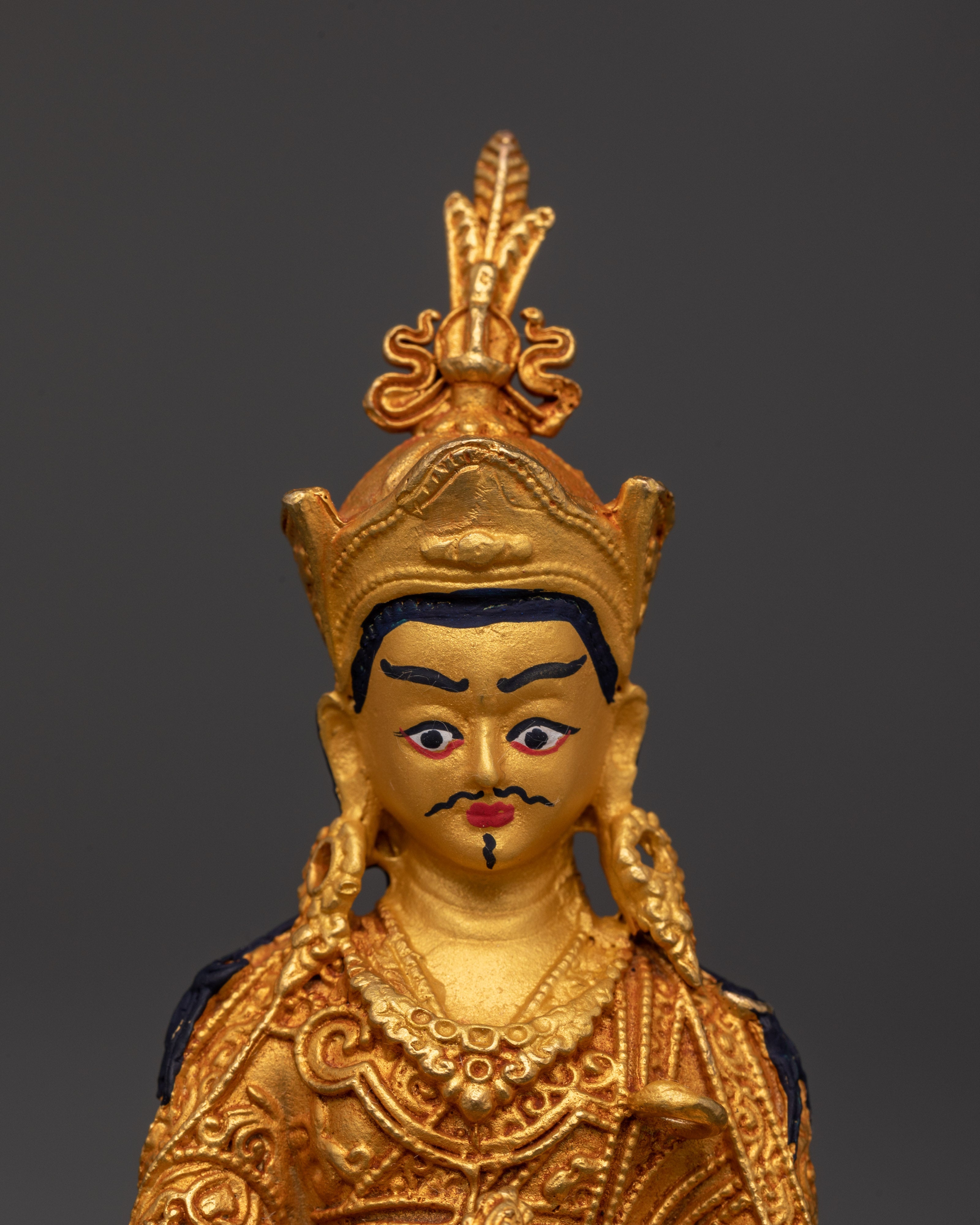 Guru Rinpoche Statue with Trident | Handcrafted Tibetan Master Sculpture