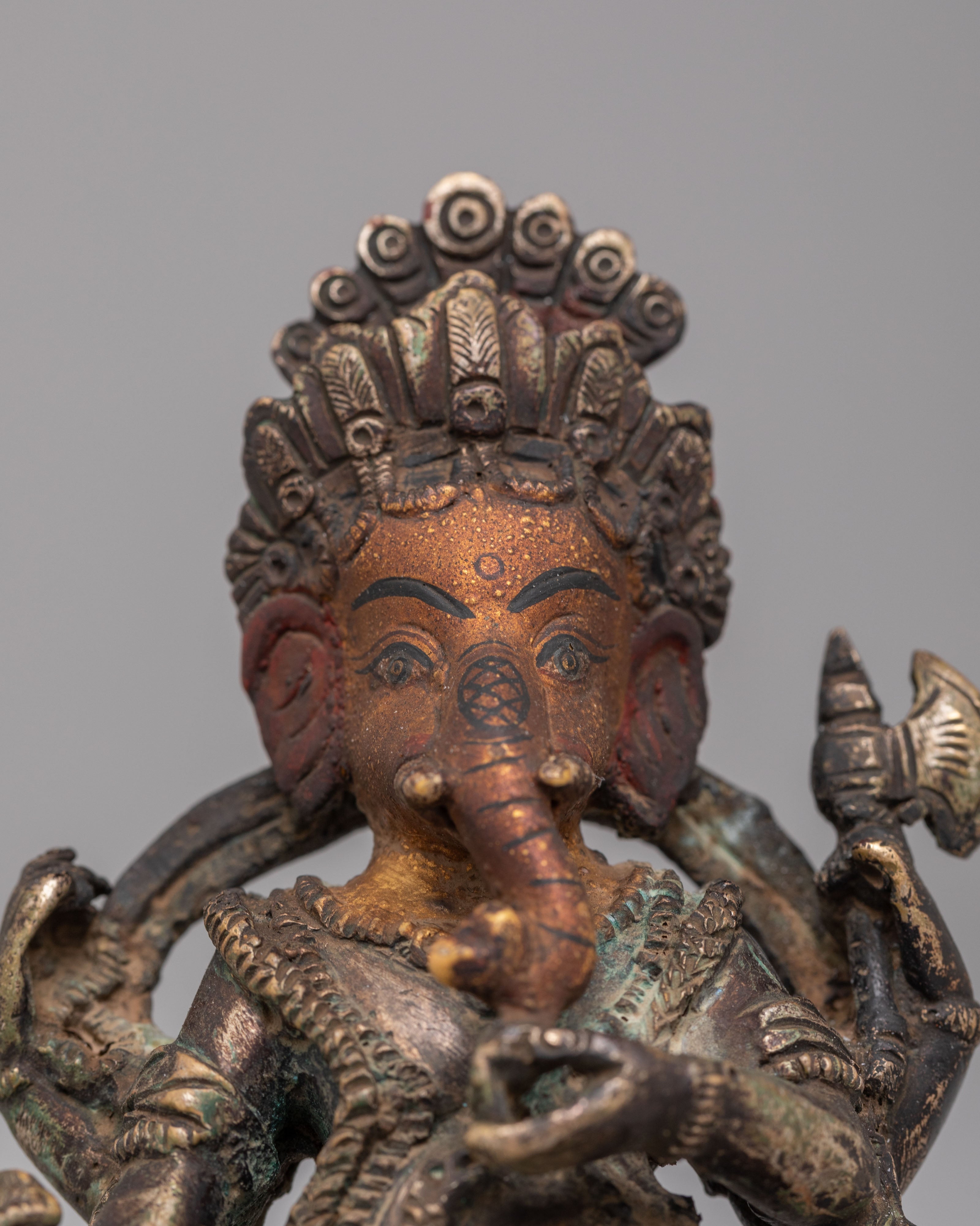 Himalayan Lord Ganesha Sculpture | Antique Finish Copper Statue