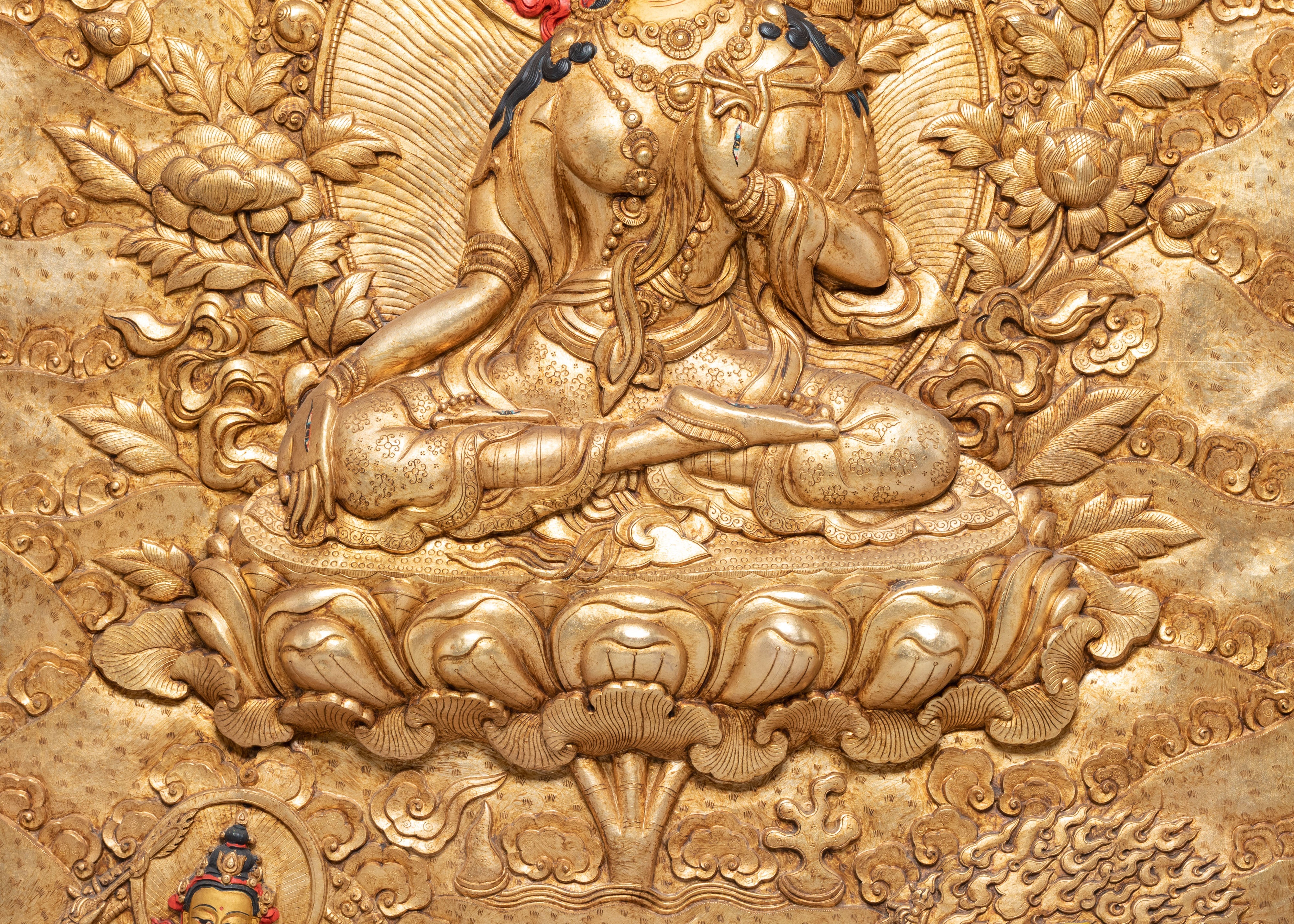 Himalayan Wall Art of Seven Eyed White Tara | Tibetan Goddess of Healing