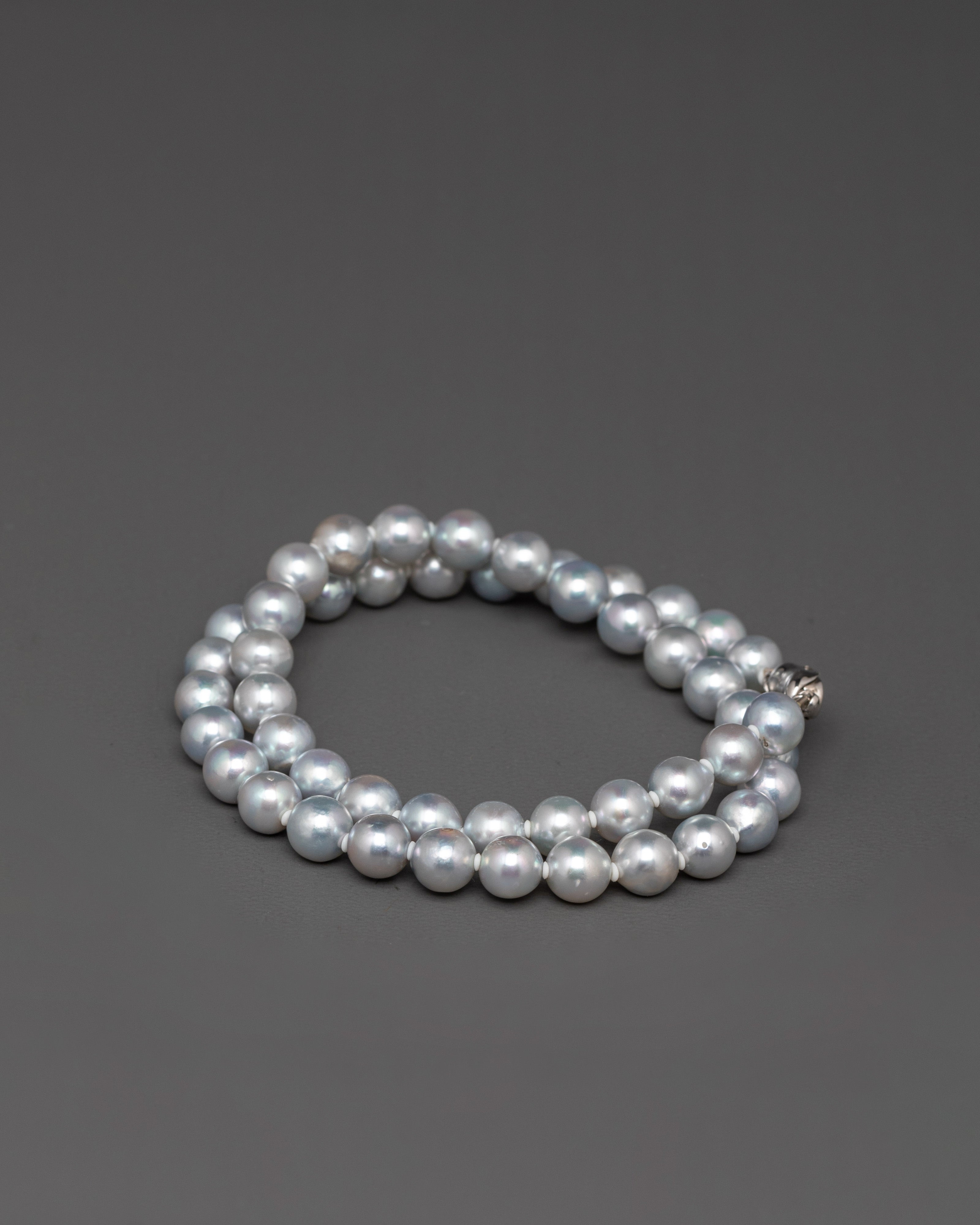 Spiritual Buddhist Prayer Mala | Japanese Grey Pearl Beads