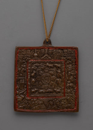 Handmade Brass Buddhist Locket with Oxidized Finish